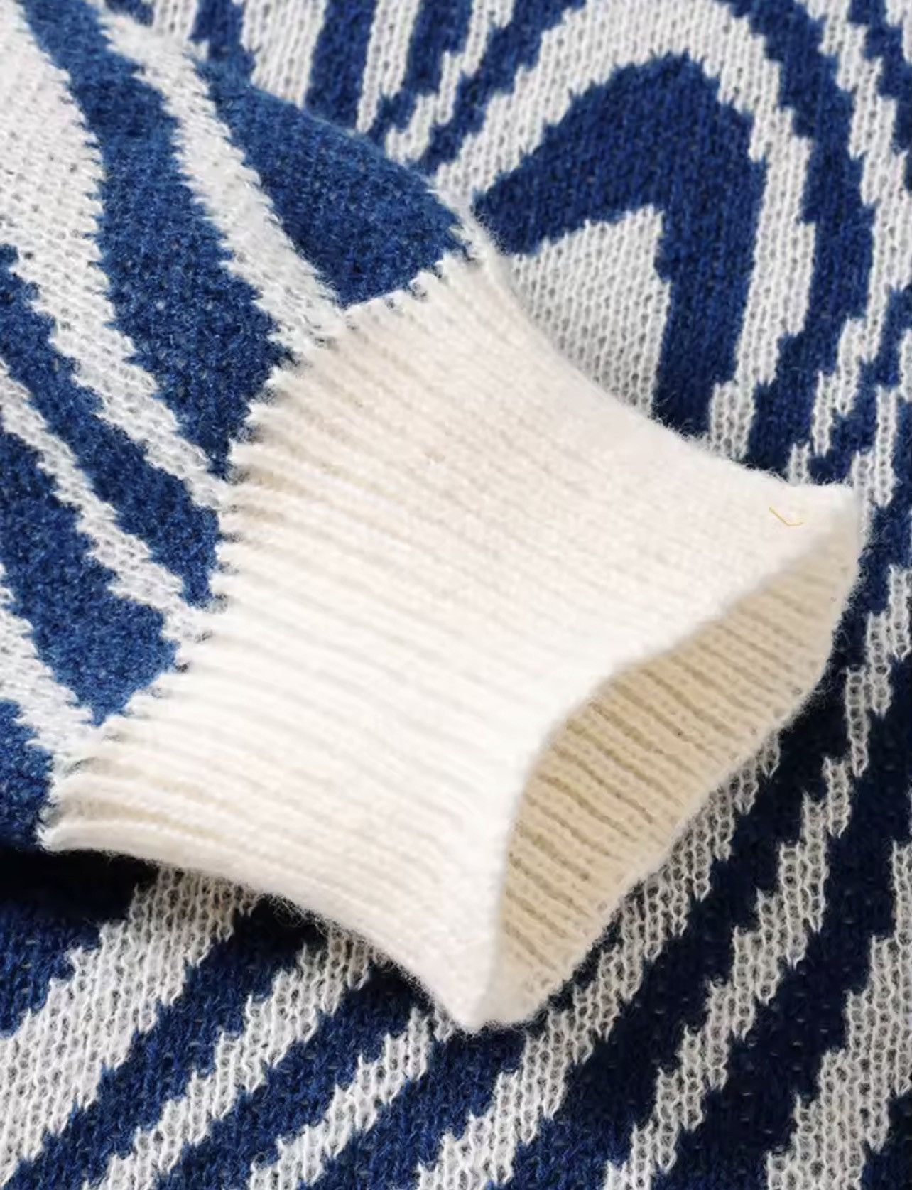 Other Abstract Swirl Knit Sweater Blue White Size L / US 10 / IT 46 - 4 Thumbnail