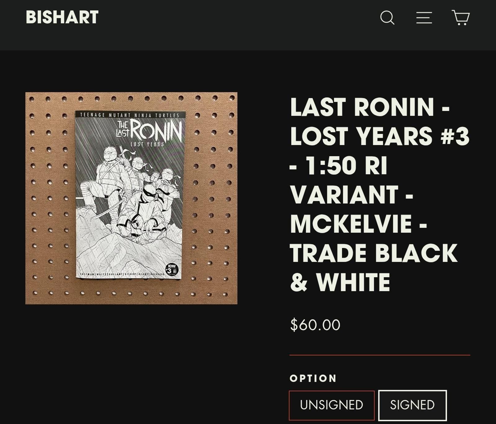 Other LAST RONIN: LOST YEARS 3 1:50 McKelvie, Signed by Ben Bishop Size ONE SIZE - 2 Thumbnail