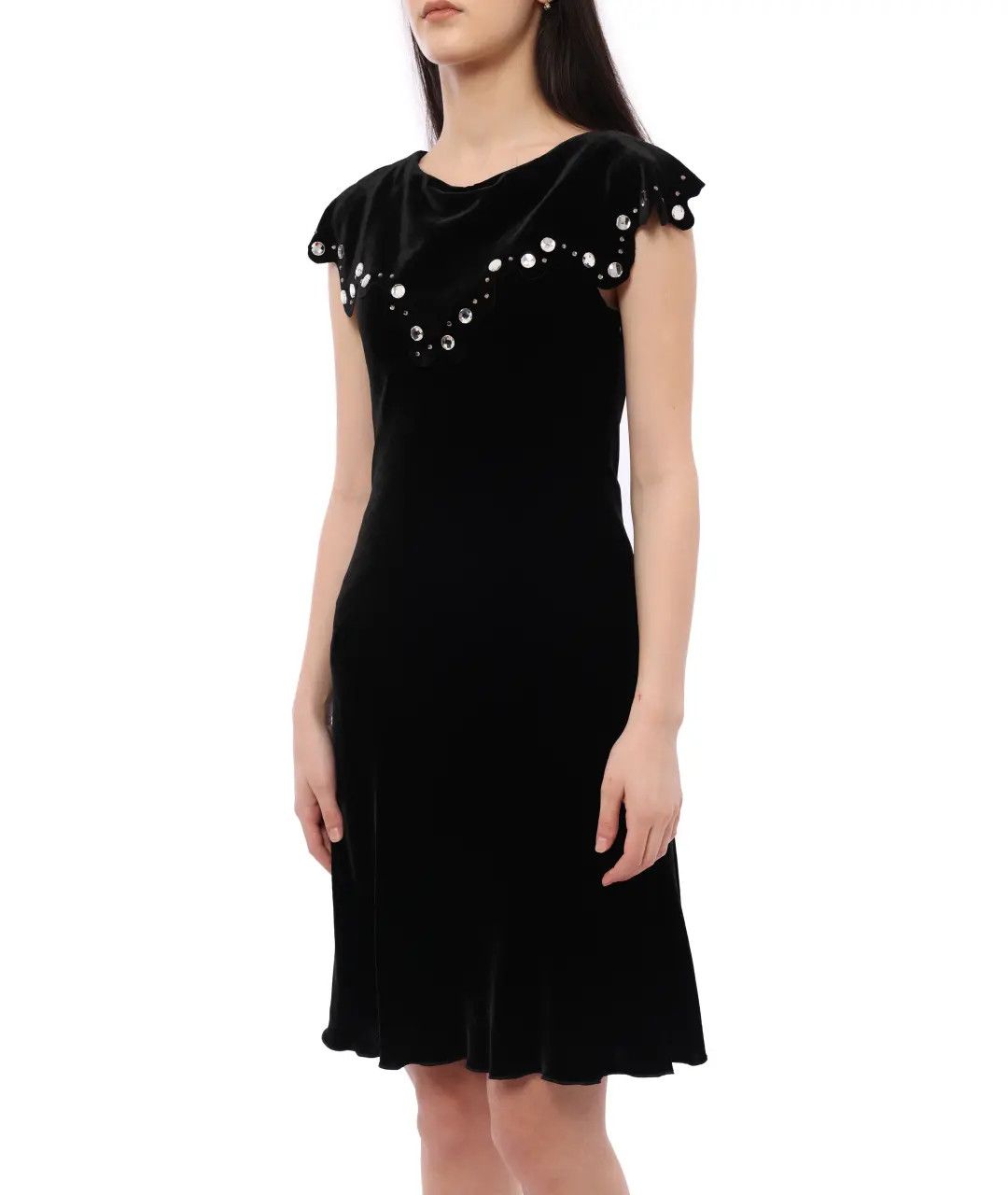 Armani Luxury Emporio Armani Elite Black Velvet Dress Crystal Size S / US 4 / IT 40 - 5 Thumbnail