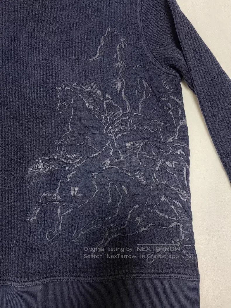 Hermes Hermes Men's Sweatshirt - Dark Blue with 3D Horse Embroide Size US M / EU 48-50 / 2 - 2 Thumbnail