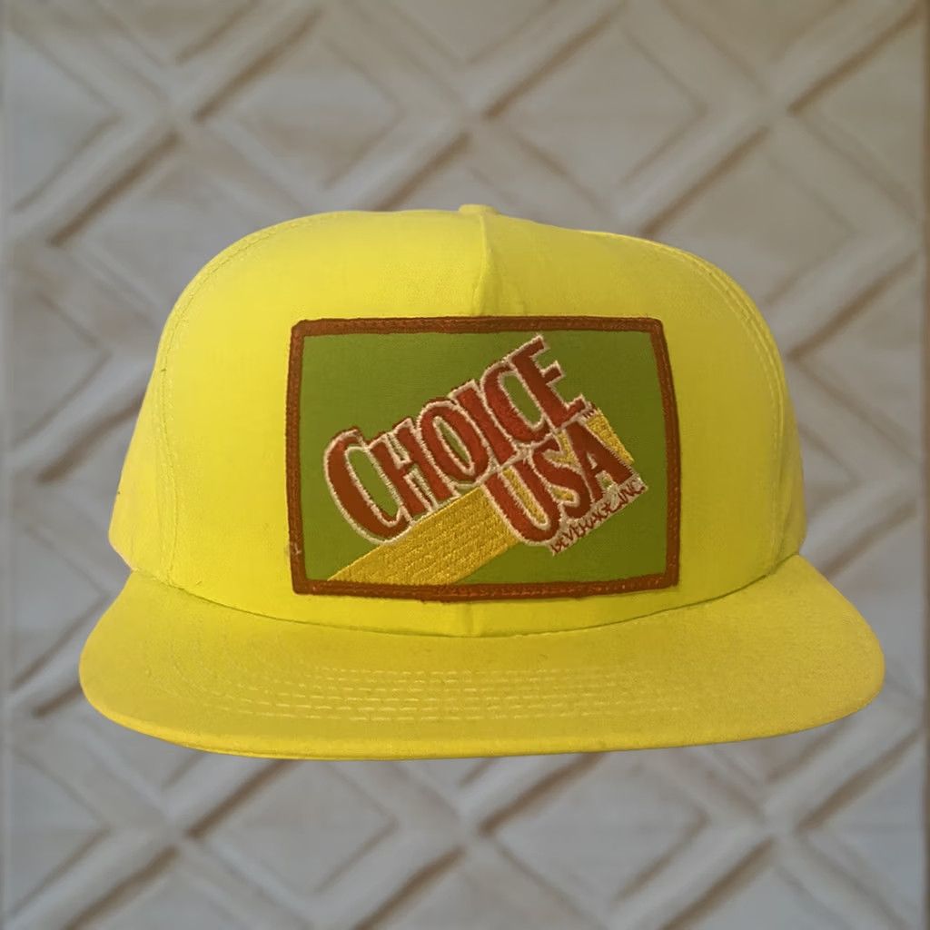 Vintage VINTAGE HaT Snapback Hat USA Beverage Patch Neon Yellow 1990s Trucker Adjustable Mens Hats Size ONE SIZE - 1 Thumbnail