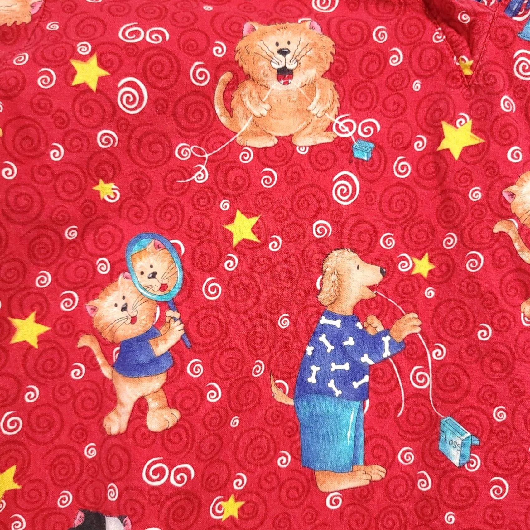 Cherokee Cherokee V-Neck Scrub Shirt Women's Small Red Short Sleeve Dentist Dogs Cats Size S / US 4 / IT 40 - 6 Thumbnail