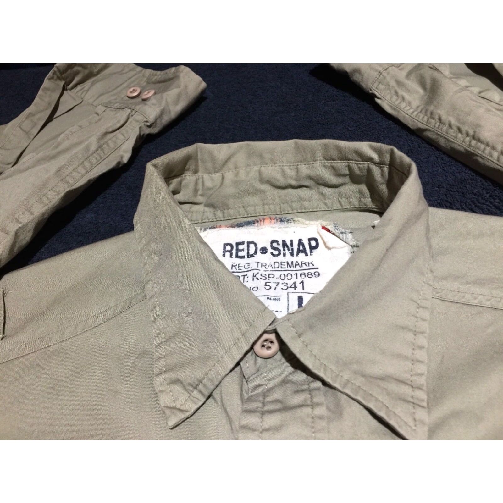 Vintage Red Snap Beige Military Style Button-Up Shirt Large Mens Size US L / EU 52-54 / 3 - 4 Thumbnail