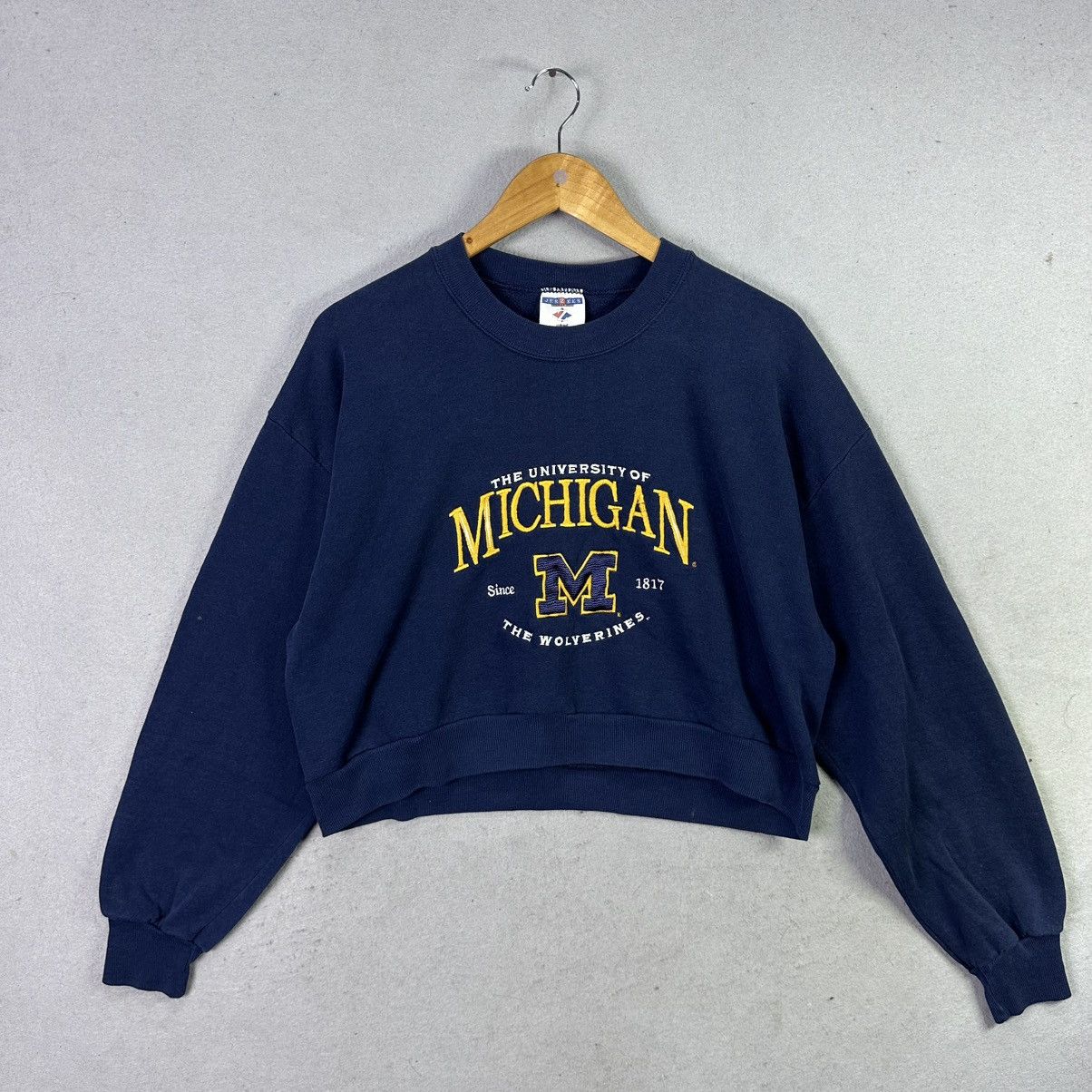 Vintage Vintage 90s Jerzees University of Michigan Sweatshirt Size US XL / EU 56 / 4 - 1 Thumbnail