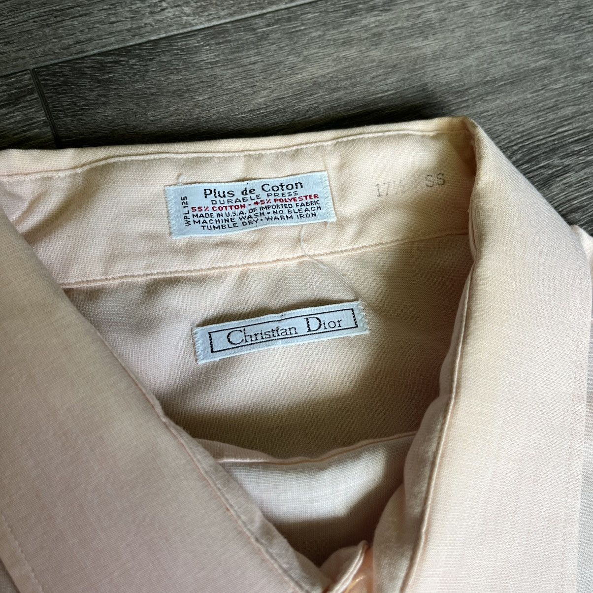 Christian Dior Monsieur Vintage 1990s Christian Dior S/S Button Up Shirt Light Peach Size US XL / EU 56 / 4 - 5 Thumbnail