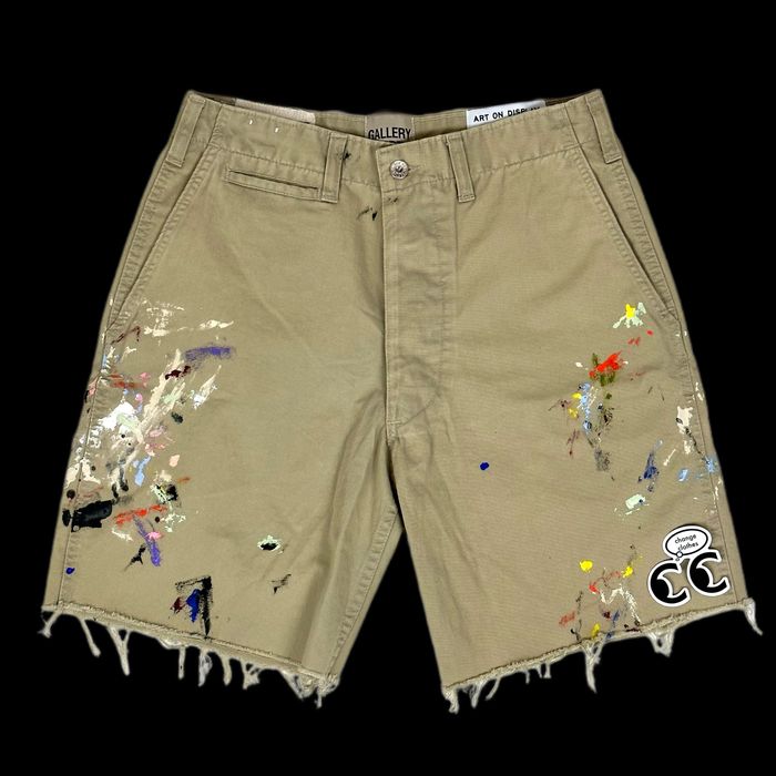 Gallery Dept. gallery dept ricky shorts khaki paint splatter khaki tan ...