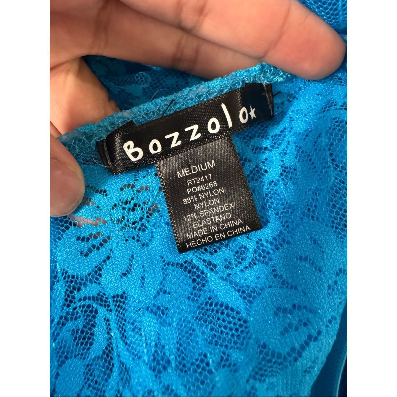 Other Bozzolo Blue Sheer Floral Lace Slip Dress Lingerie Chemise W Size ONE SIZE - 4 Thumbnail