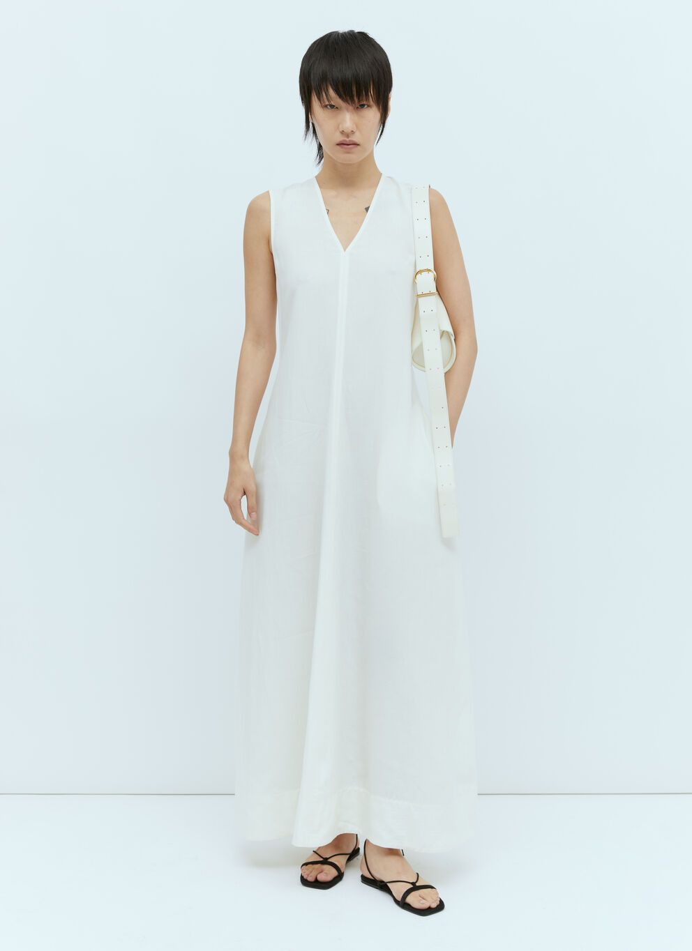 image of Toteme Fluid V Neck Maxi Dress in White, Women's (Size XS)