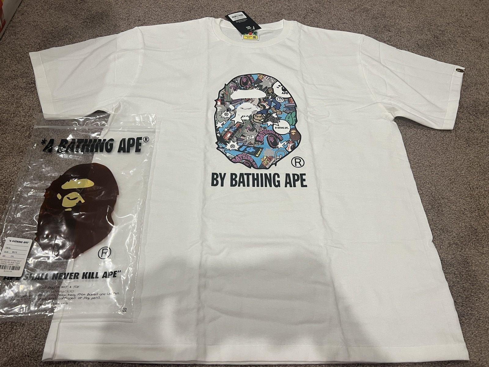 Bape Brand new A Bathing Ape Comic white Bape tee 3XL Size US XXL / EU 58 / 5 - 1 Thumbnail