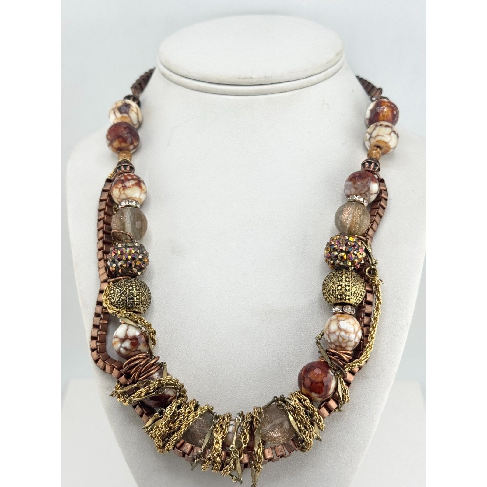 Vintage Vintage white crystal glass and rhinestone chain collar neck Size ONE SIZE - 2 Thumbnail