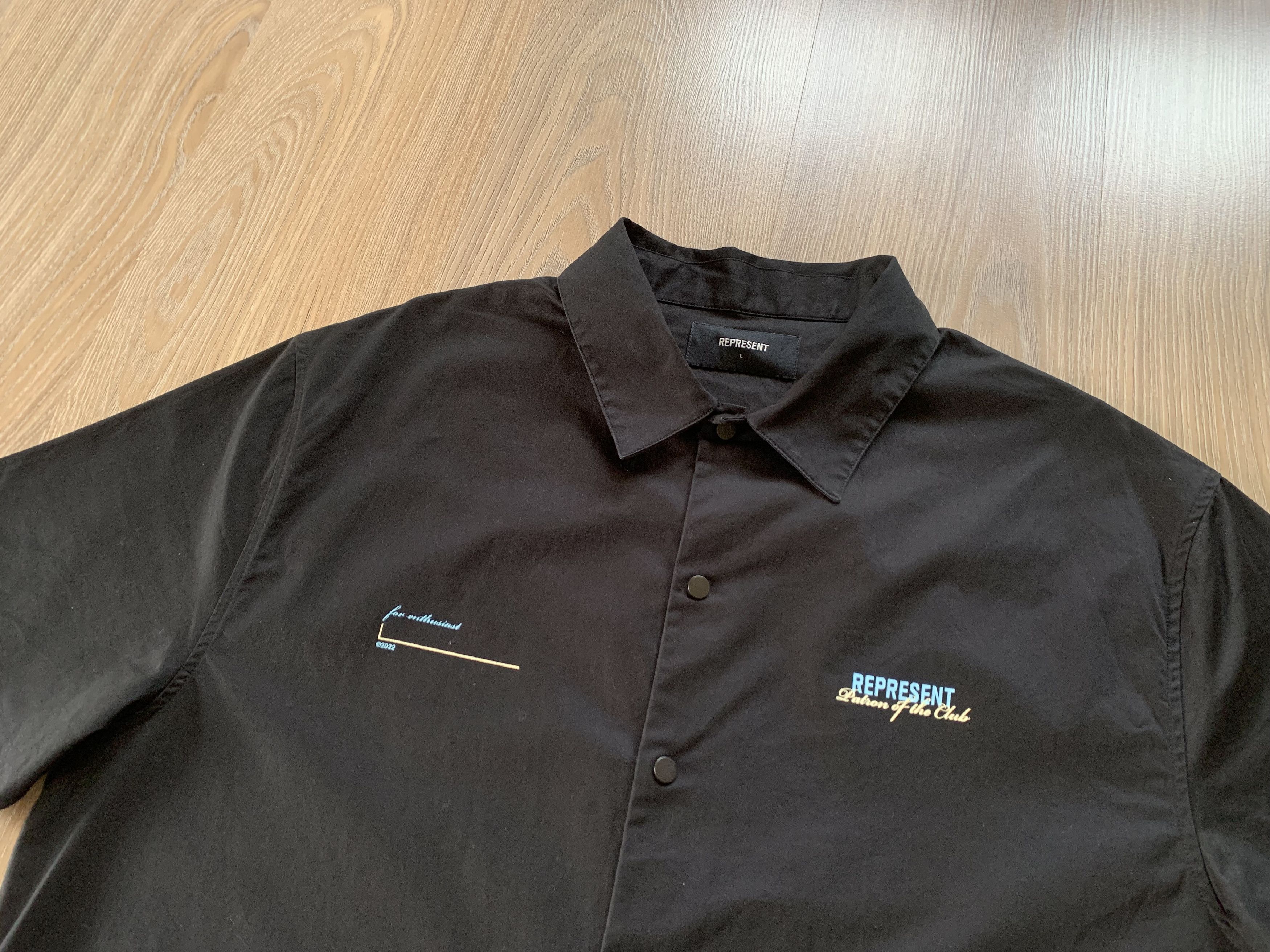 Represent Clo. Represent Patron Of The Club Black Cotton Button Up Shirt Size US L / EU 52-54 / 3 - 4 Thumbnail