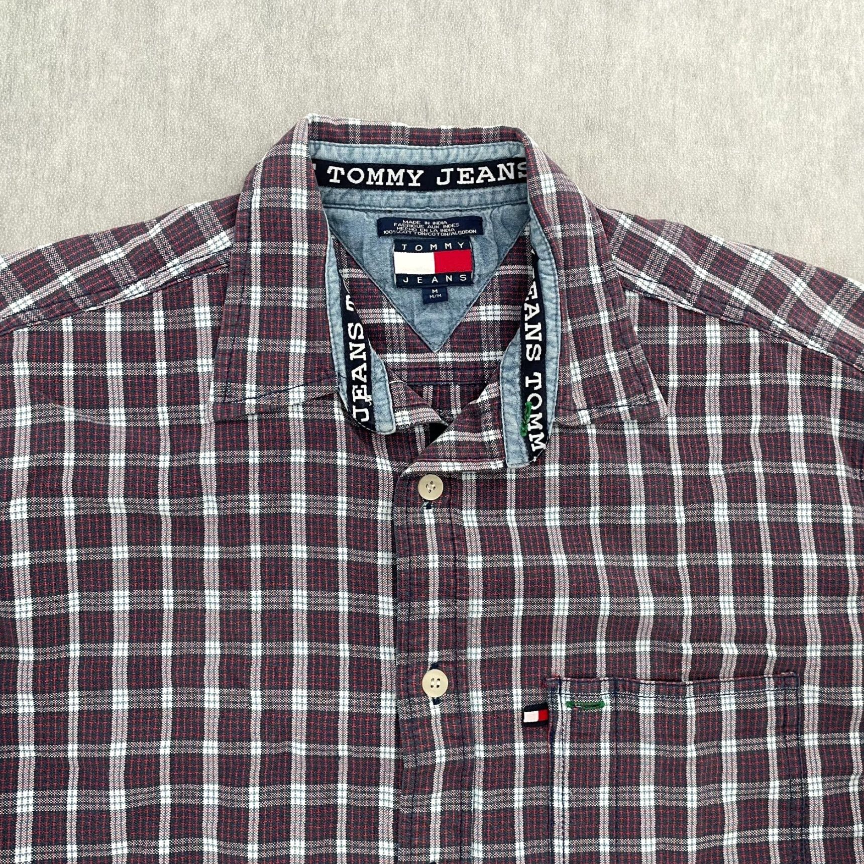 Tommy Hilfiger VINTAGE Tommy Hilfiger Men's Flannel Shirt Adult Medium Plaid Button-Up Long Sleeve Casual Retro 90s Red Blue Size US M / EU 48-50 / 2 - 3 Thumbnail
