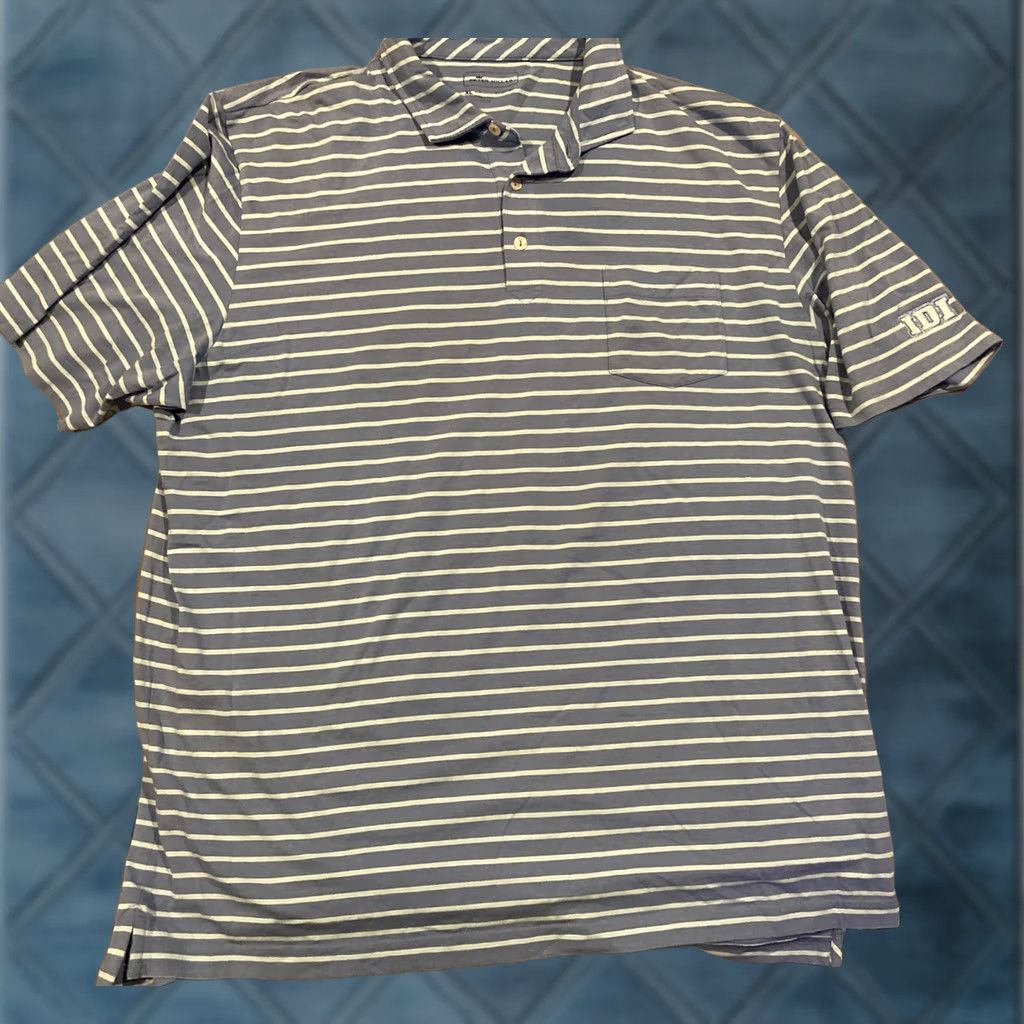 Peter Millar Peter Millar Golf Polo Extra Large Blue Striped Short Sleeve IDI Size US XL / EU 56 / 4 - 1 Thumbnail