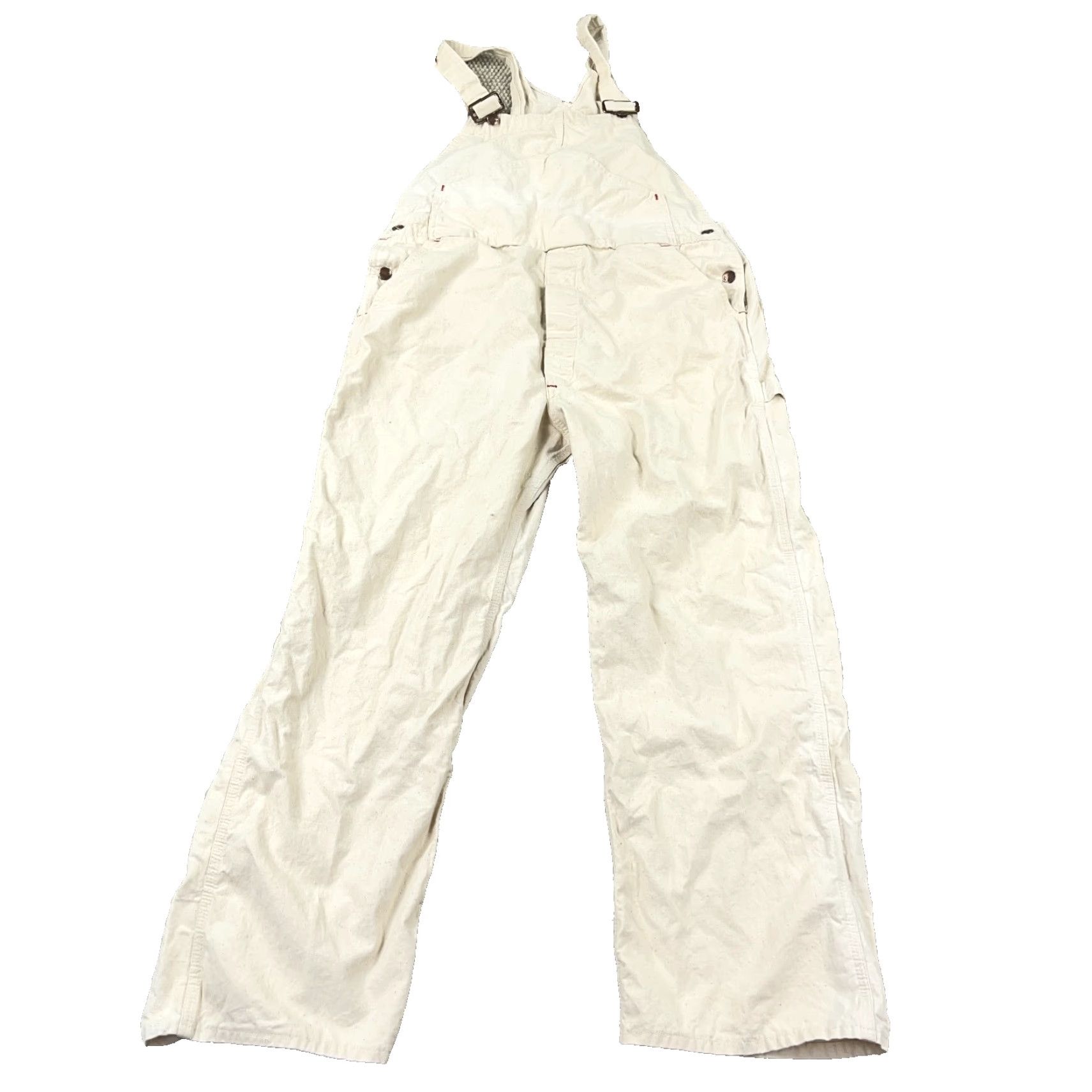 Vintage VINTAGE Big Mac Workwear Overalls Men 38x28 Cotton 1970s Beige White Sanforized Size US 38 / EU 54 - 2 Thumbnail