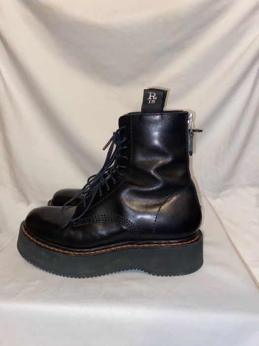 R13 R13 Black Stack Platform Lace Up Boots Grailed