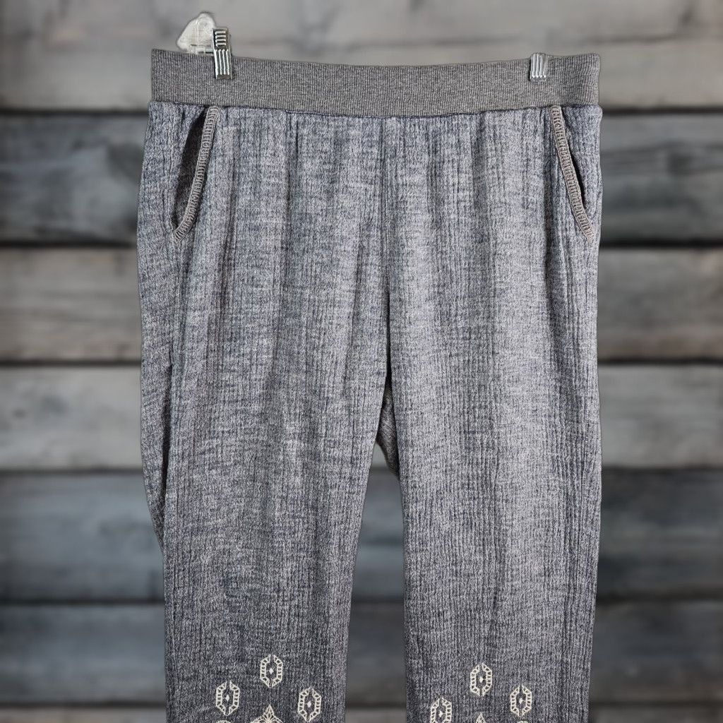 Soft Surroundings Soft Surroundings Womens Gauze Pull On Pants TXL Blue Embroidered High Rise Slim Casual Womens TXL High Rise Cotton Blend Pants Size 40" / US 18 - 1 Thumbnail