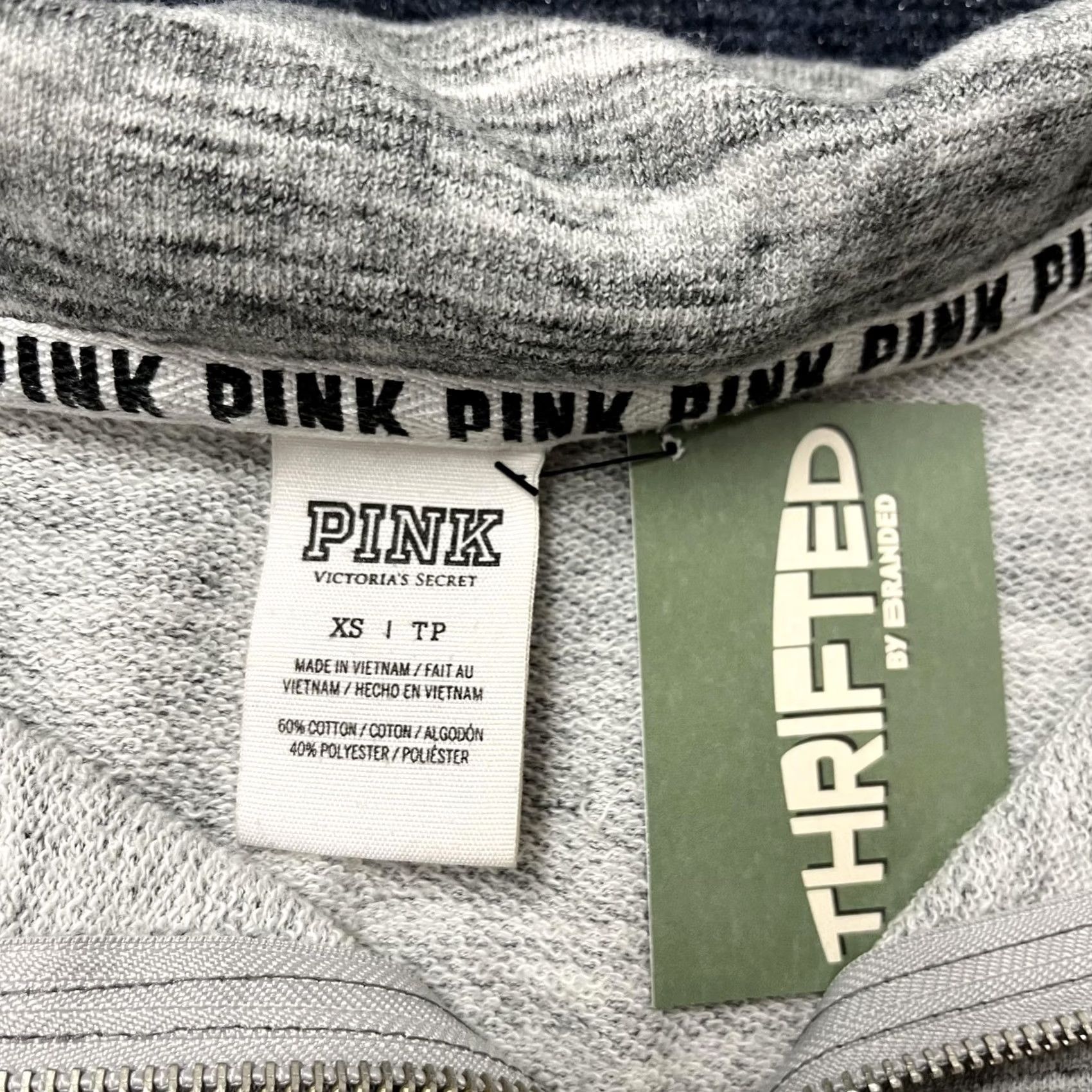 Pinko PINK Victoria's Secret Sweatshirt Womens XS Gray Striped 1/4 Zip Pullover Pullover Mock Neck Sweatshirt Women XS Gray Striped Size XS / US 0-2 / IT 36-38 - 2 Thumbnail