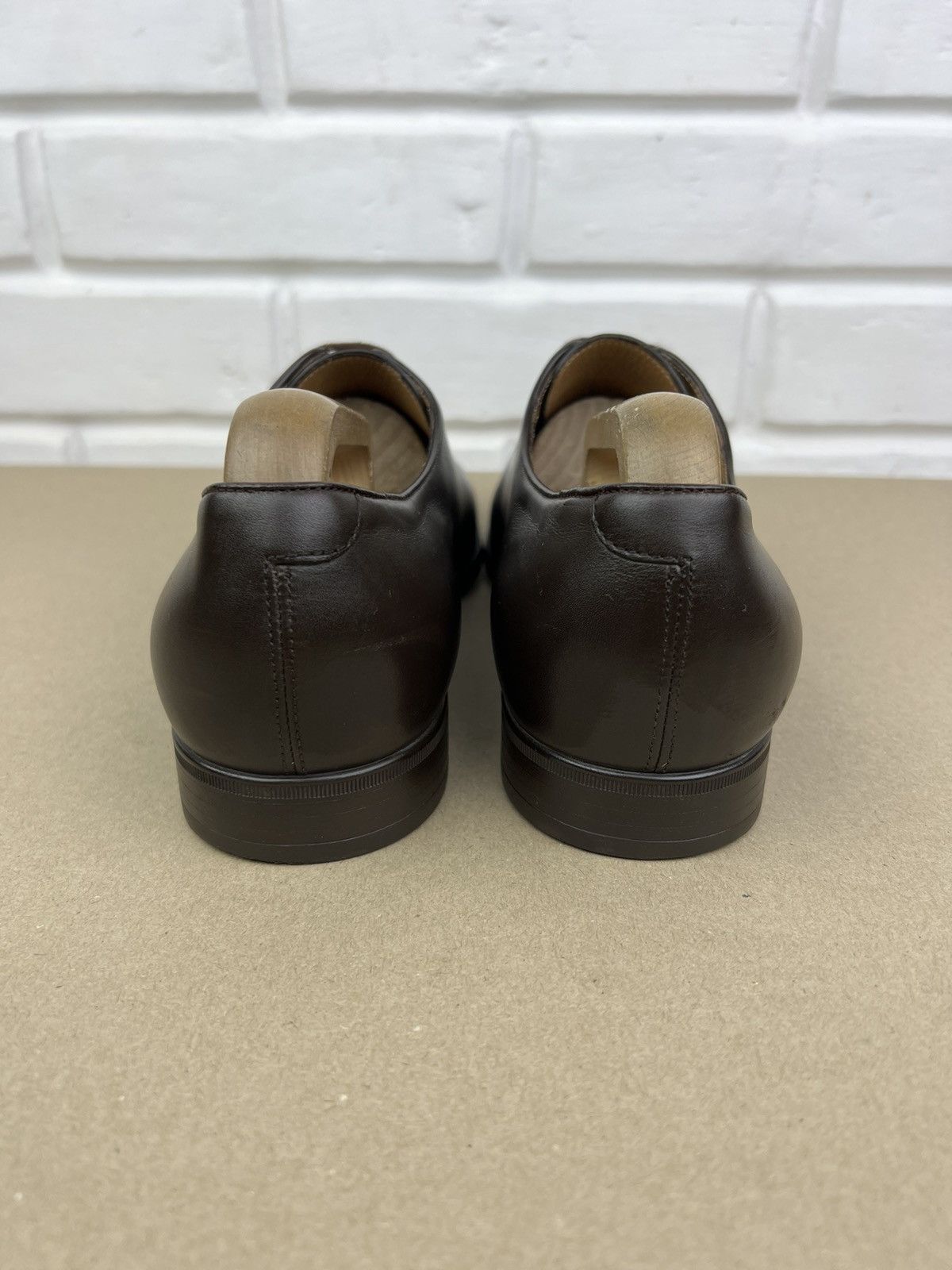 Gucci GUCCI Oxfords Leather Shoes Lace Up GG Metal Logo Brown Mens Size US 8.5 / EU 41-42 - 10 Thumbnail