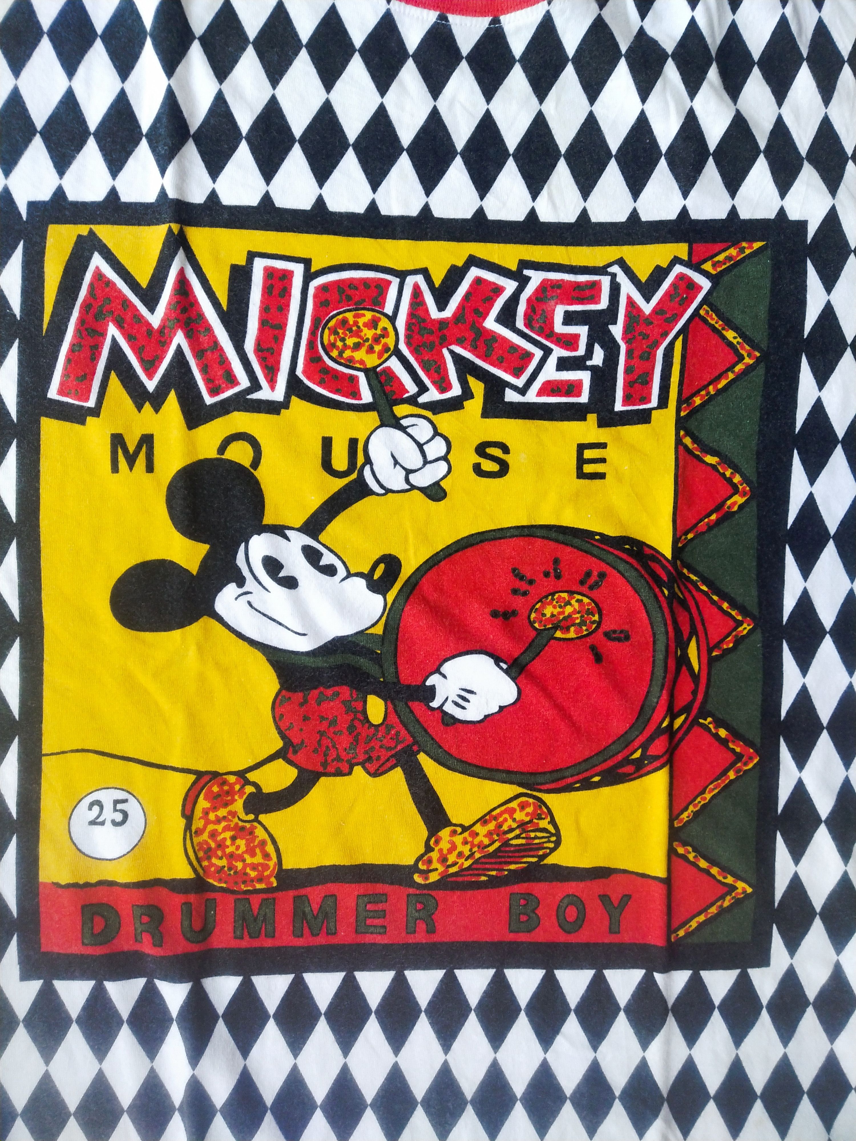 Disney 90s Mickey Mouse Drummer Boy AOP Diamond Pattern Tee Disney Size US S / EU 44-46 / 1 - 2 Thumbnail