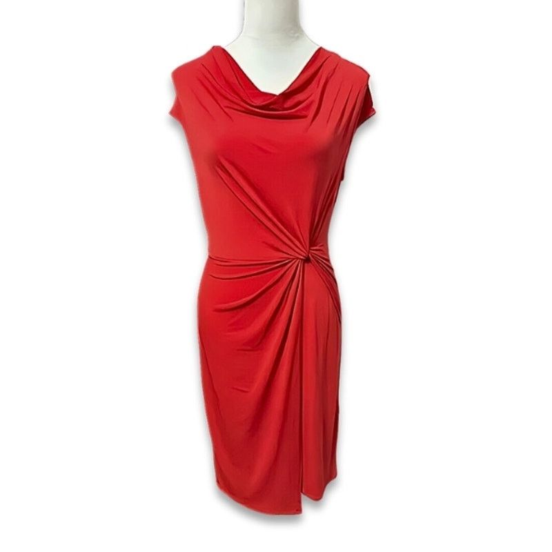 Other London Times Sheath Dress Cowl Neck Side Twist Red 2 NWOT Size XS / US 0-2 / IT 36-38 - 2 Thumbnail