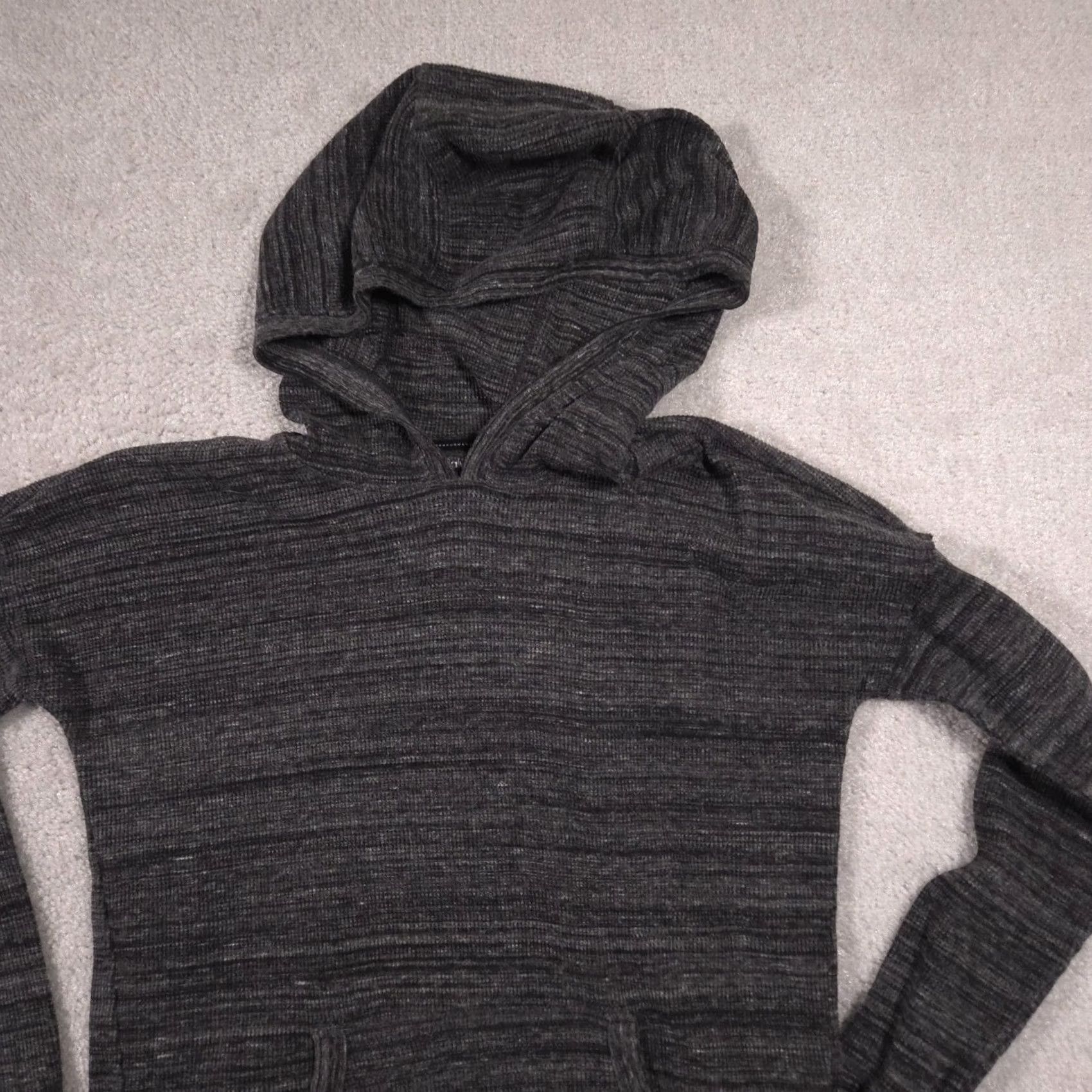 Calvin Klein Calvin Klein Performance Hoodie Womens M Gray Stretch Knit Pullover V-Neck Hooded Pocket Logo Knit Size M / US 6-8 / IT 42-44 - 3 Thumbnail