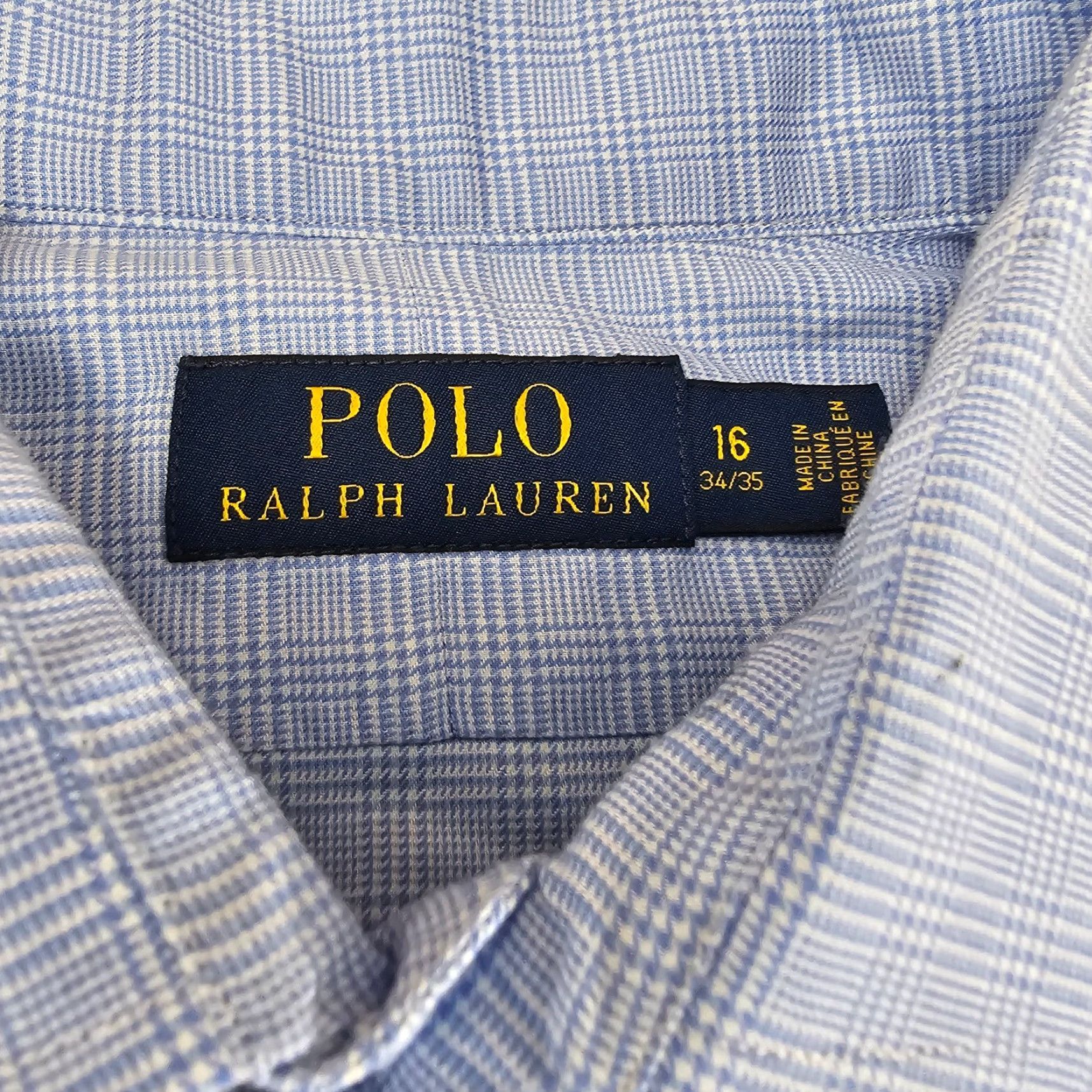 Polo Ralph Lauren Polo Ralph Lauren Dress Shirt Mens 16 Blue Grid Check Button Up Cotton Shirt Size 42R - 4 Thumbnail