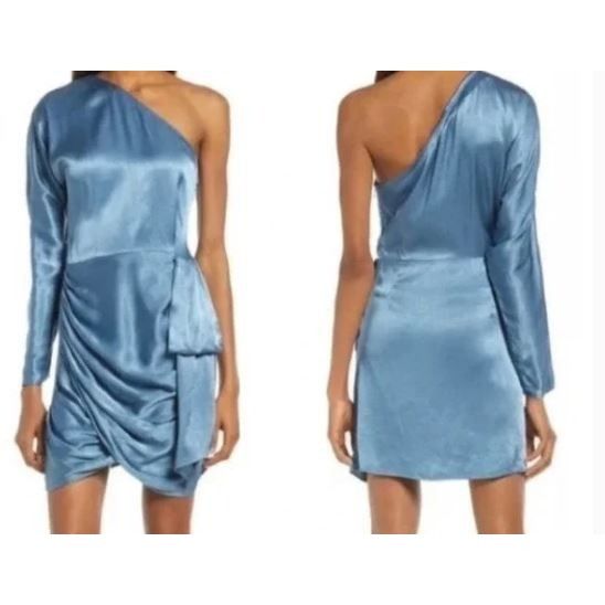image of Elliatt Riviera Saronic Asymmetric One Shoulder Satin Blue D, Women's (Size Small)