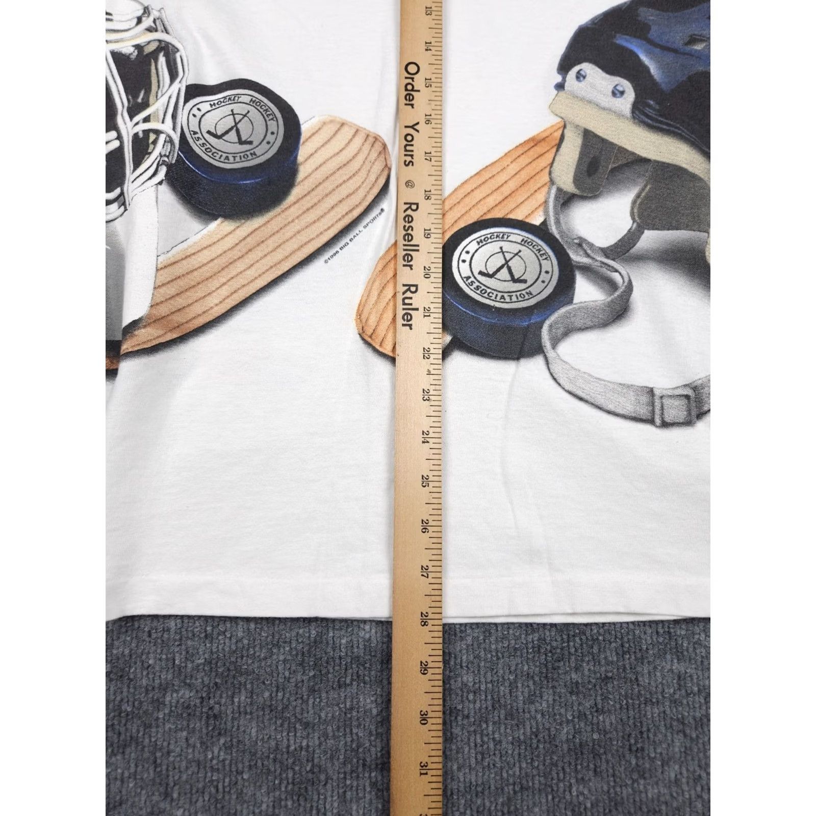 Vintage VINTAGE Big Ball Sports Shirt T-Shirt Men's Large White AOP Hockey Is Life Single Stitch 90s Sports Mens Size US L / EU 52-54 / 3 - 7 Thumbnail