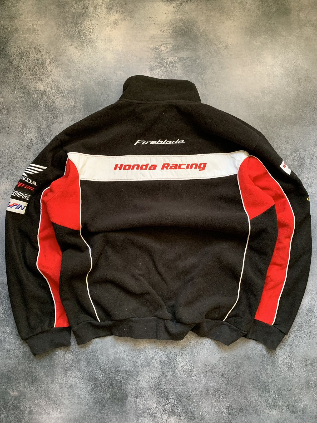 Honda × Vintage Vintage Honda Racing Distressed Fleece Jacket World Racing Size US XL / EU 56 / 4 - 6 Thumbnail