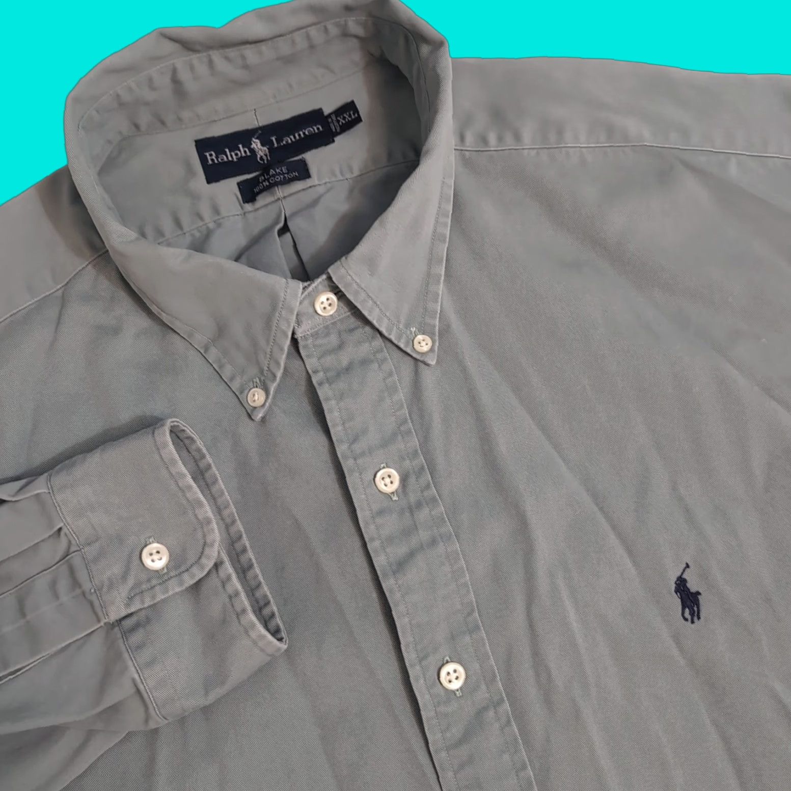 Ralph Lauren Ralph Lauren Mens XXL Blake Green Chambray Button-Down L/S Blue Pony Stain Shirt Size US XXL / EU 58 / 5 - 1 Thumbnail
