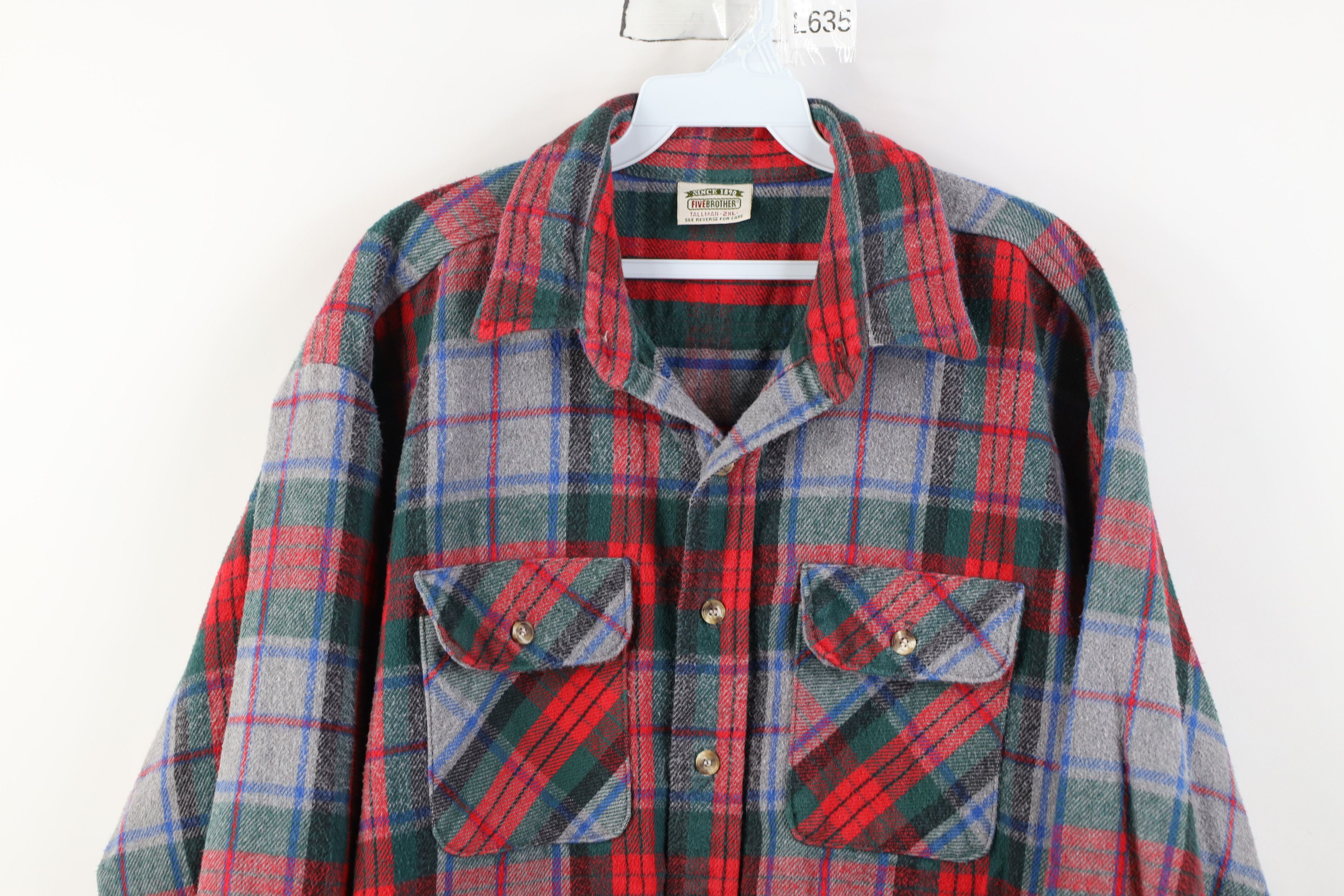 FiveBrother Vintage 90s Five Brother Heavyweight Button Shirt Plaid USA Size US XXL / EU 58 / 5 - 2 Thumbnail