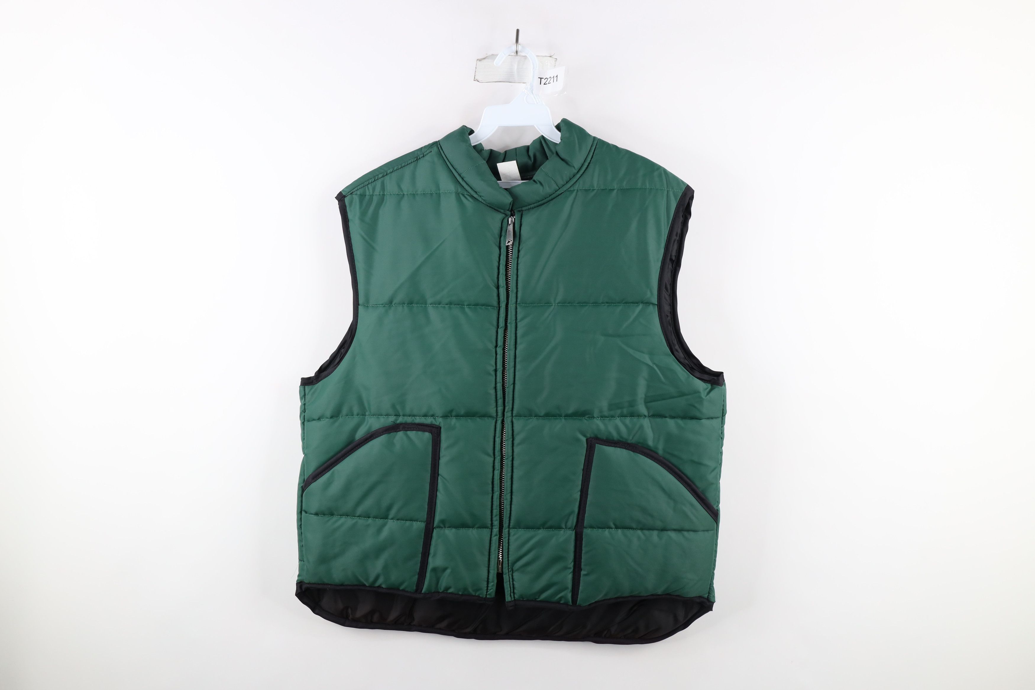 image of Vintage 70's Streetwear Mechanic Puffer Vest Jacket Green Usa, Men's (Size XL)