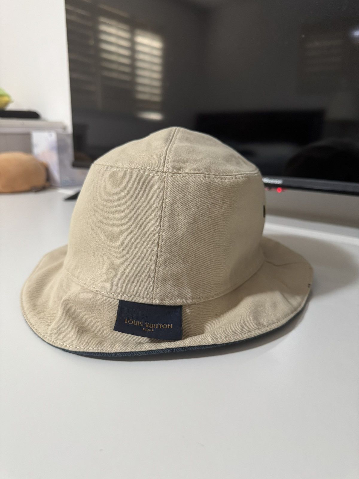 Louis Vuitton Louis Vuitton Virgil Denim/Beige Reversible Bucket Hat Size ONE SIZE - 5 Thumbnail