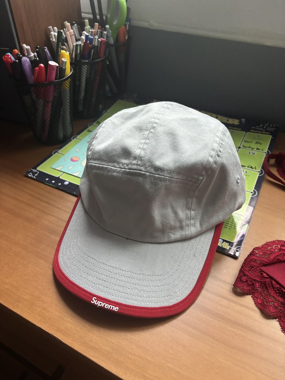 Supreme Supreme 5 panel hat - grey with red trim Size ONE SIZE - 1 Thumbnail
