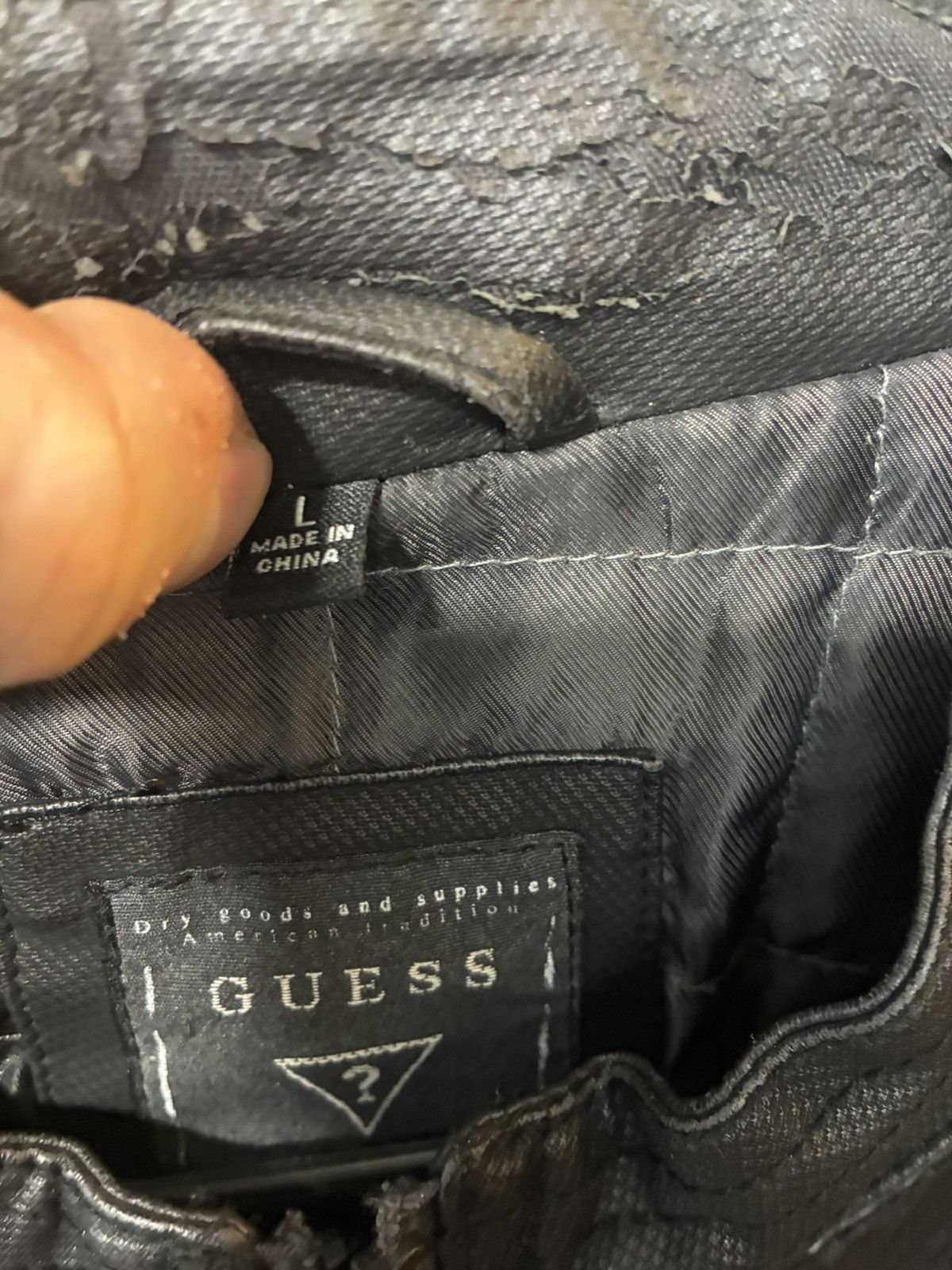 Guess Guess Textured zipper leather pleather jacket moto biker Size US L / EU 52-54 / 3 - 12 Thumbnail