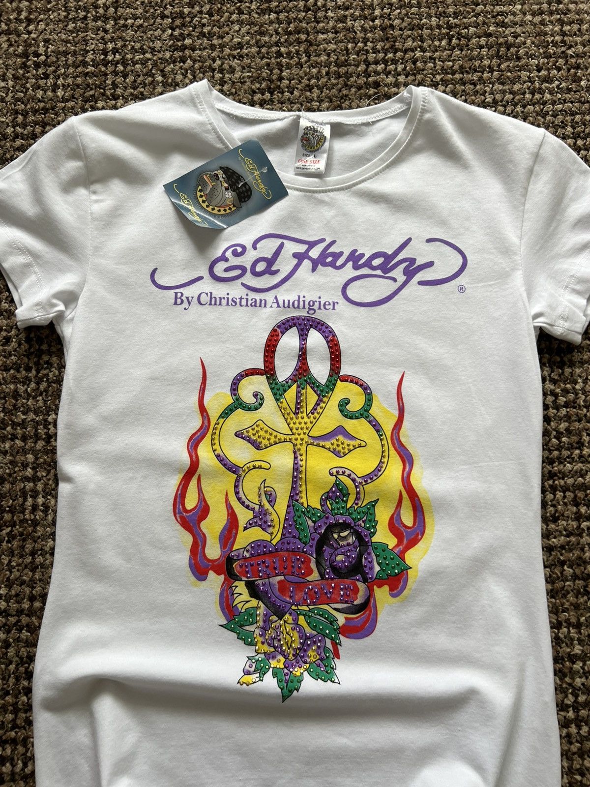 Ed Hardy Vintage Ed Hardy by Christian Audigier Big Logo Y2K Tee Size L / US 10 / IT 46 - 5 Thumbnail