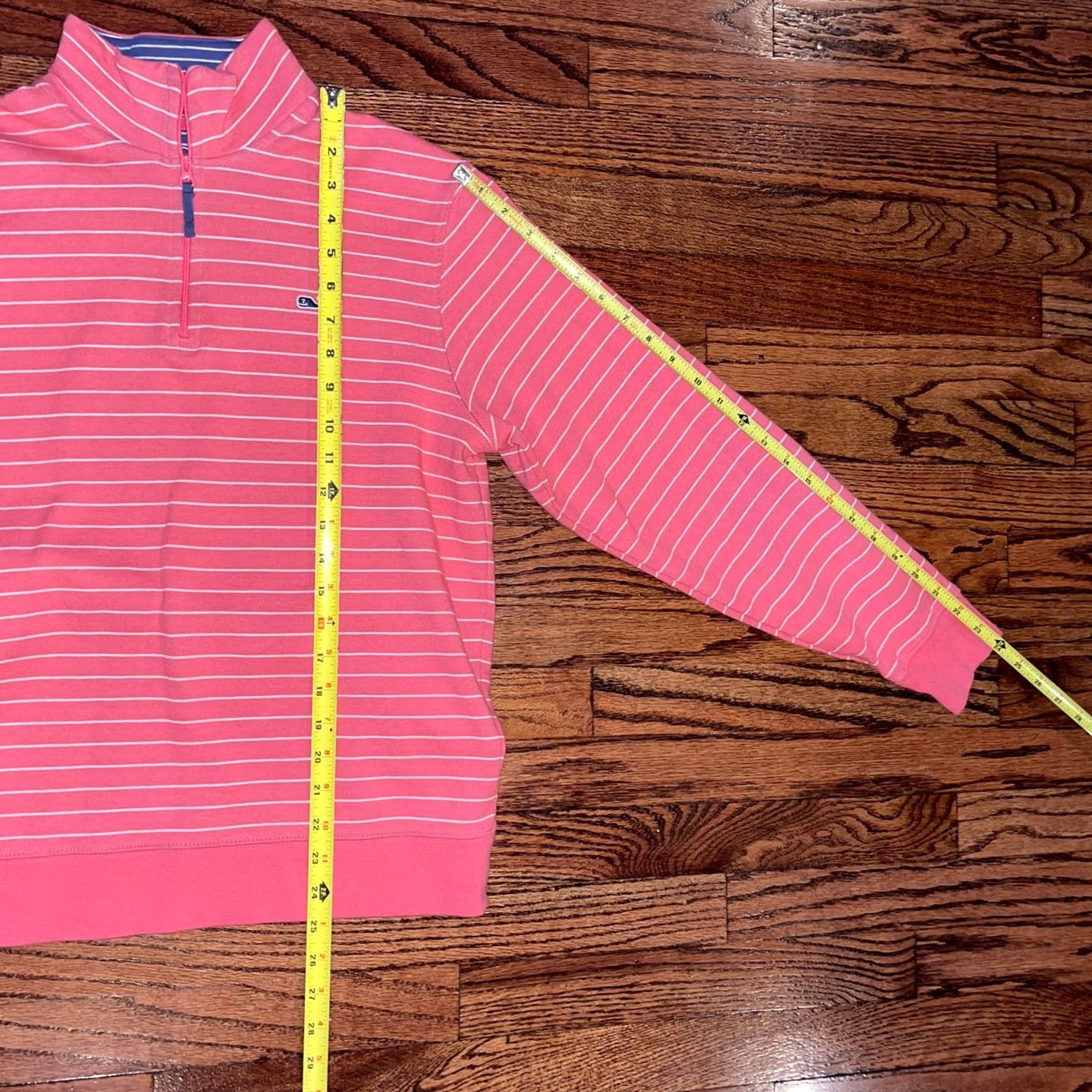 Vineyard Vines Vineyard Vines Womens 1/4 Zip Pullover Sweatshirt Pink White Stripe Small Size S / US 4 / IT 40 - 3 Thumbnail
