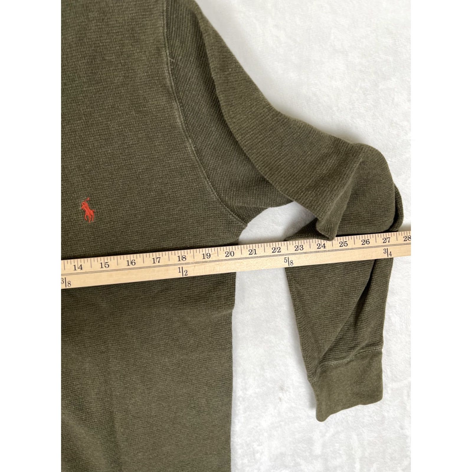 Polo Ralph Lauren VINTAGE Polo Ralph Lauren Thermal Sweater Mens Large Green Crew Neck Waffle Pony Logo Size US L / EU 52-54 / 3 - 5 Thumbnail