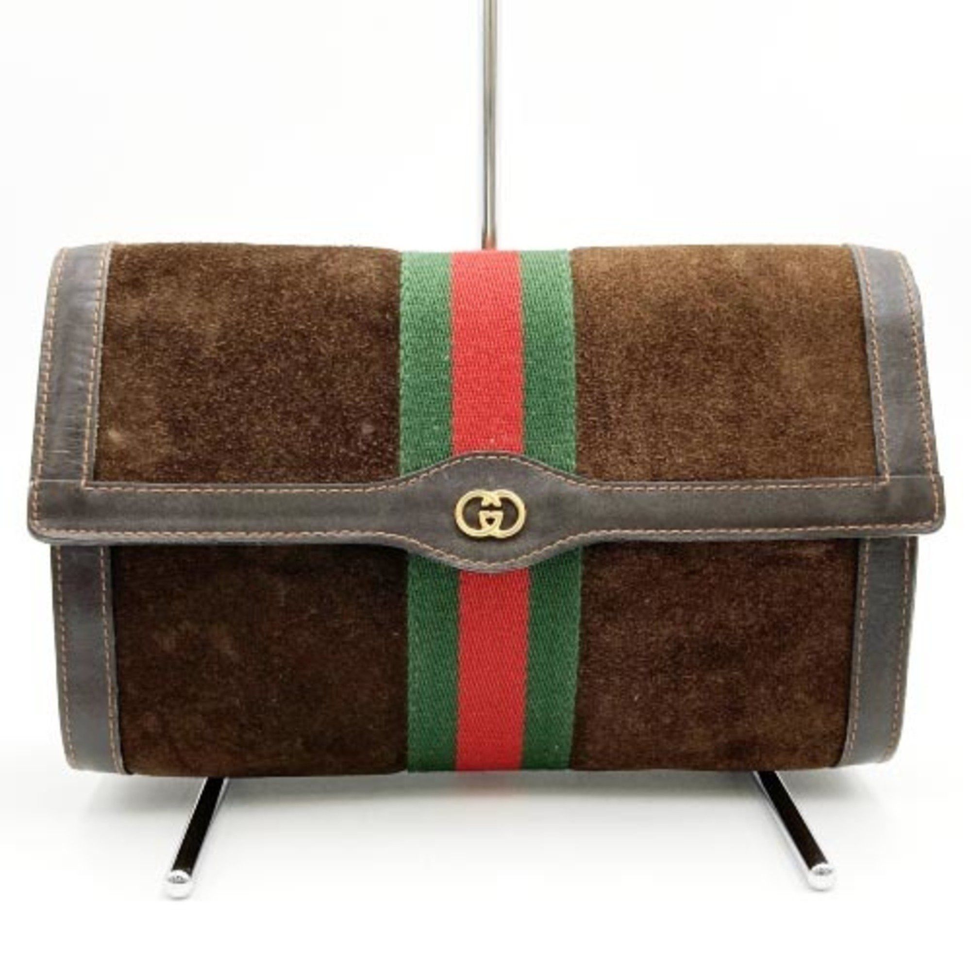 image of Gucci Parfums Clutch Bag Second Sherry Line Brown Suede Ladies Old Perfume Itiu2L0Mun12, Women's