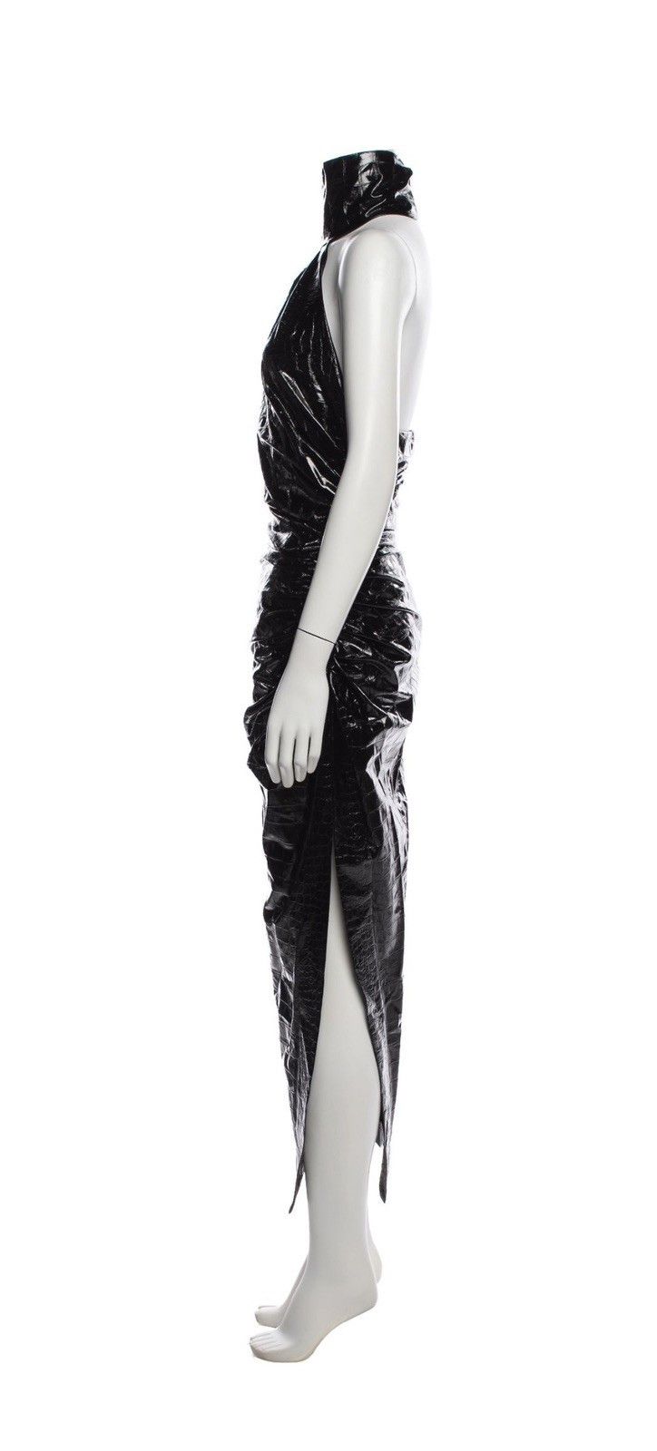Alaia Alaia Asymmetric croc-effect vinyl halterneck midi dress 38 Size S / US 4 / IT 40 - 3 Thumbnail