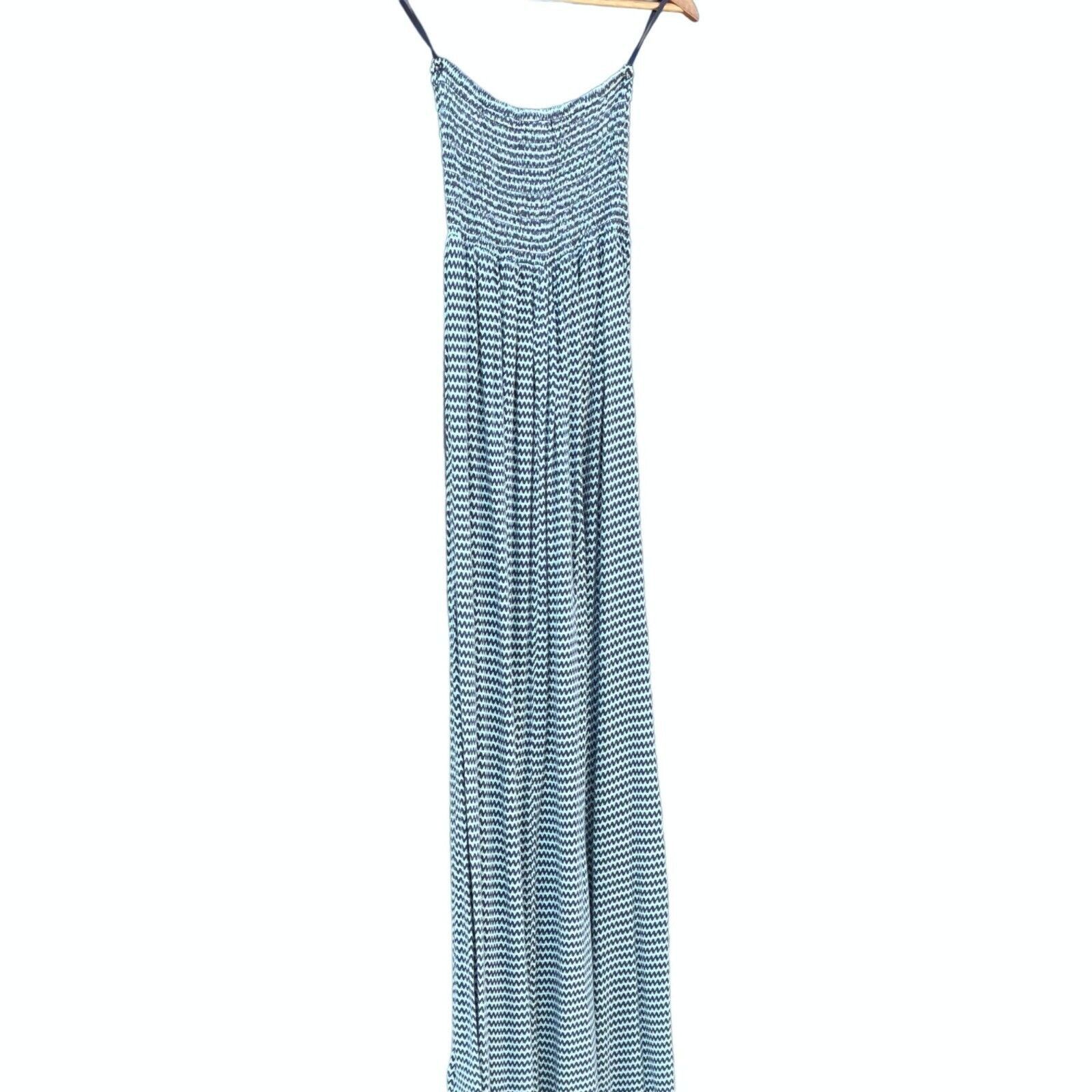 Banana Republic Banana Republic Dress XS Midi Strapless Navy Blue & Green Size XS / US 0-2 / IT 36-38 - 2 Thumbnail