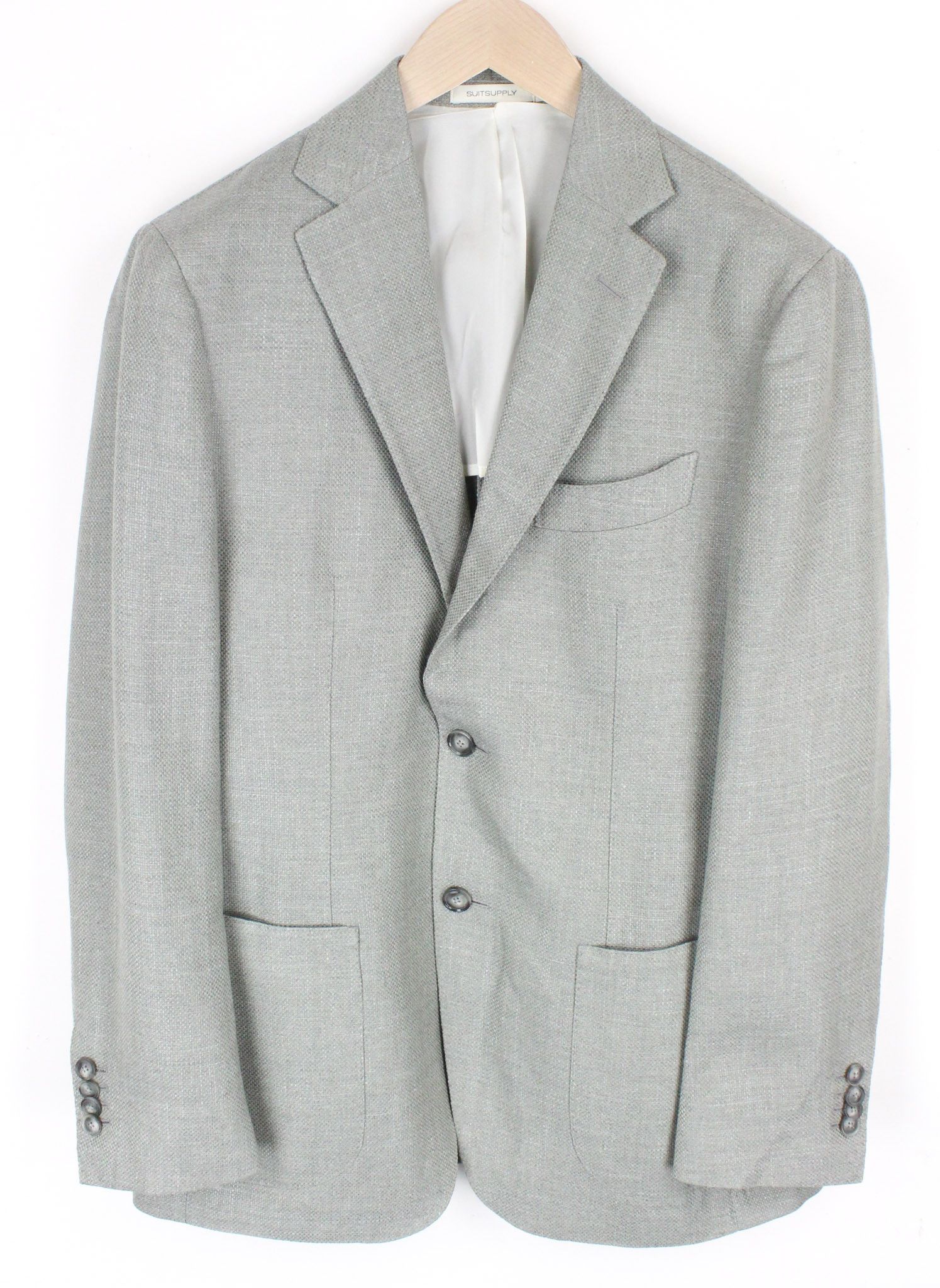 image of Suitsupply Havana Uk40R Light Green Silk Linen Cashmere Blazer 72353, Men's