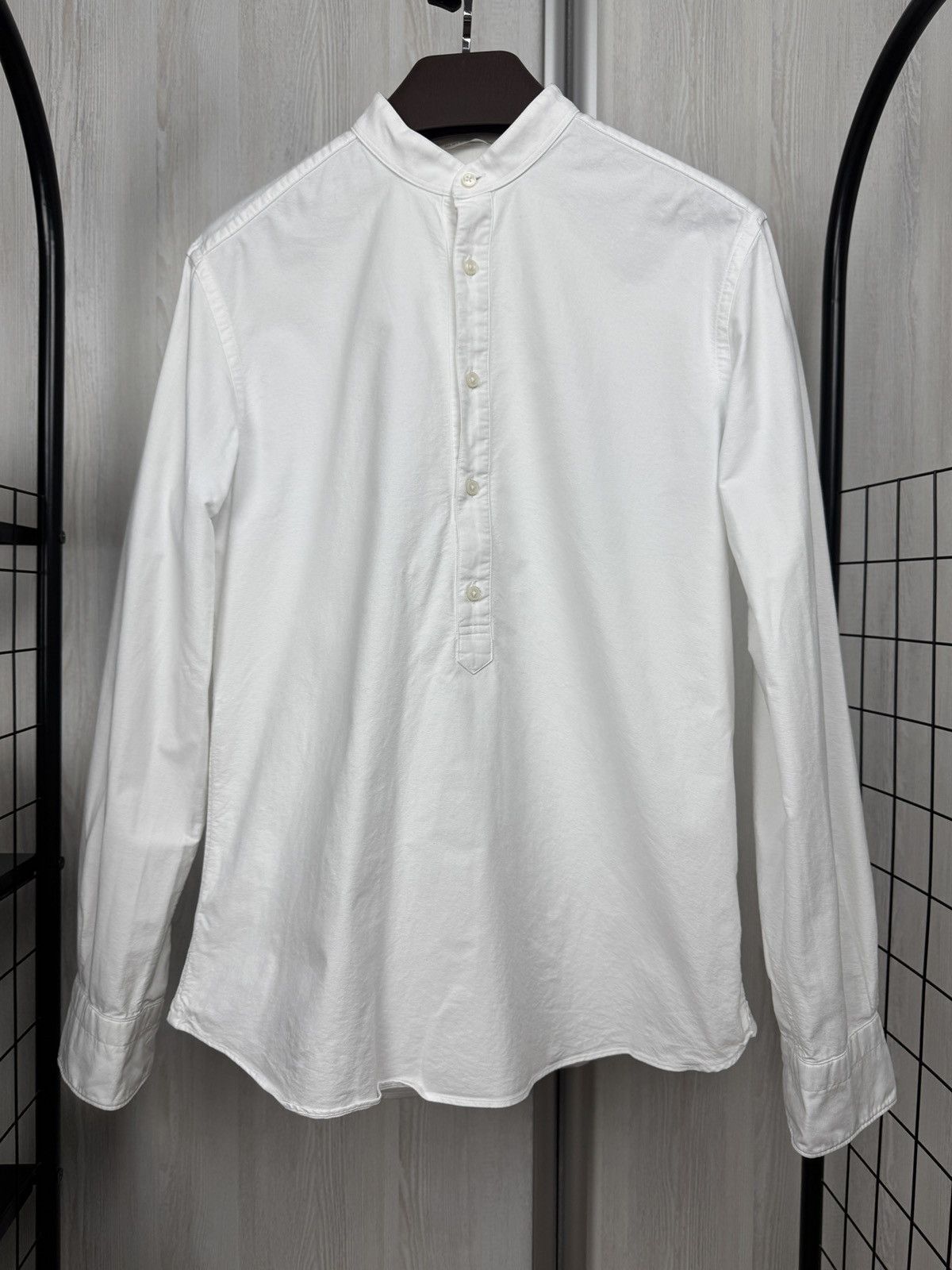 Suitsupply Suitsupply white half button collarless slim fit shirt Size US M / EU 48-50 / 2 - 2 Thumbnail