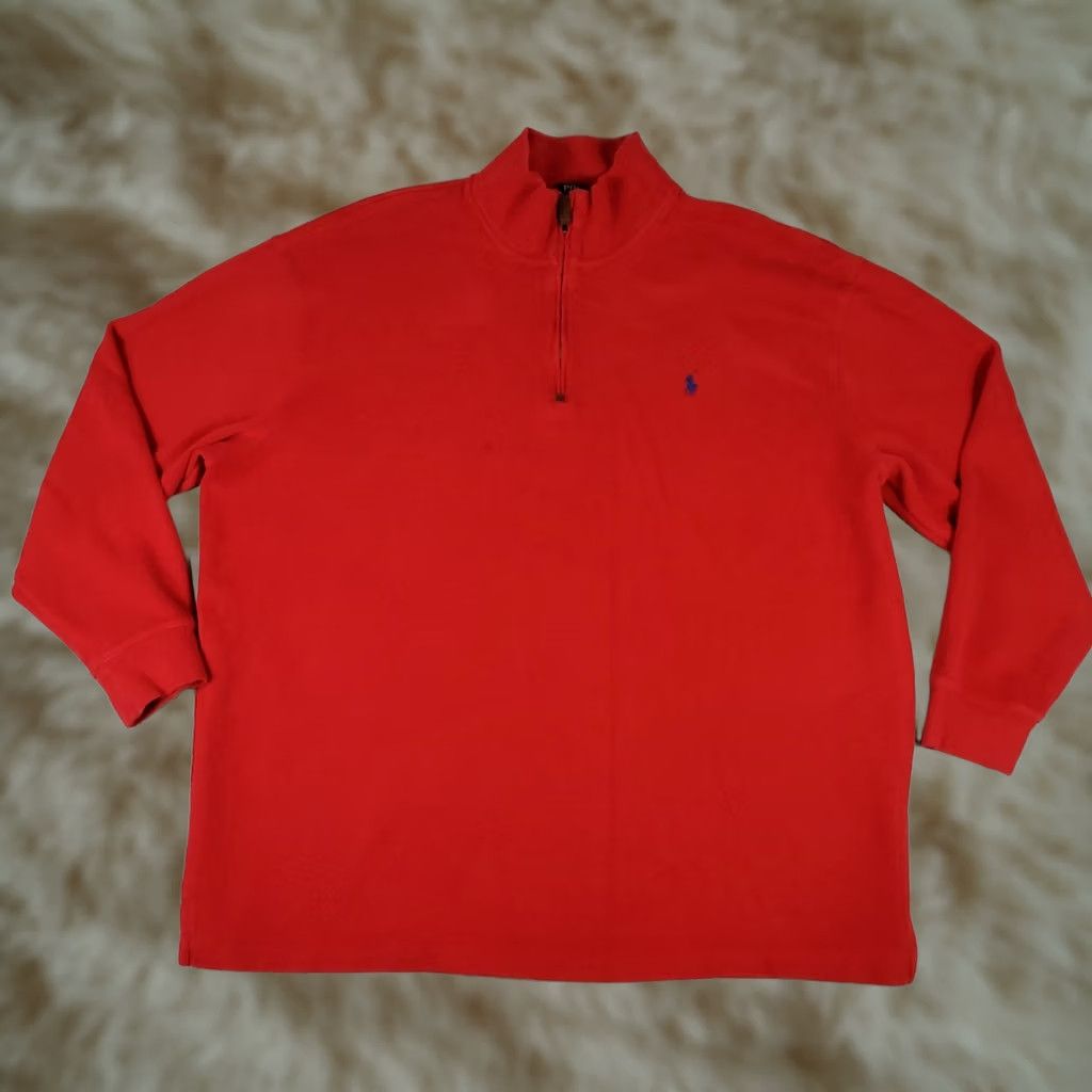 Ralph Lauren Ralph Lauren Sweater Mens Big 2X Red 1/4 Zip Pullover Knit Mock Neck Logo Sweatshirt Size US XXL / EU 58 / 5 - 1 Thumbnail