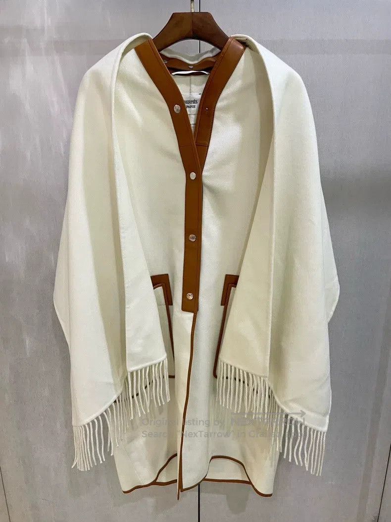 Hermes Hermes Cashmere Fringe Scarf and Coat Two-Piece Set Size XXS / US 00 / IT 34 - 1 Thumbnail
