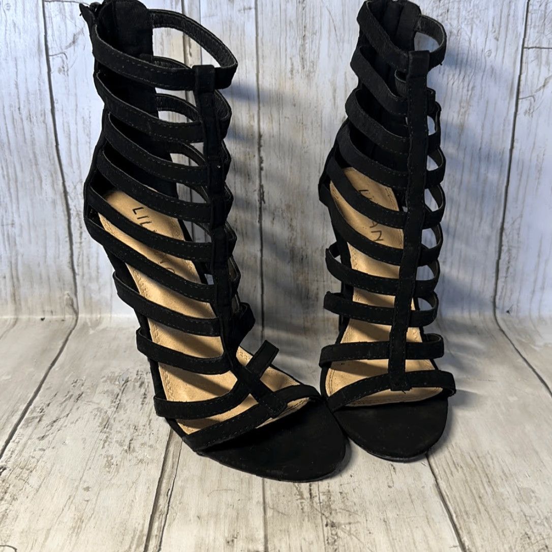 Vintage Liliana Nikia-14 Women’s Black Peep Toe Criss Cross Stiletto Heels size 6 Size US 6 / IT 36 - 2 Thumbnail