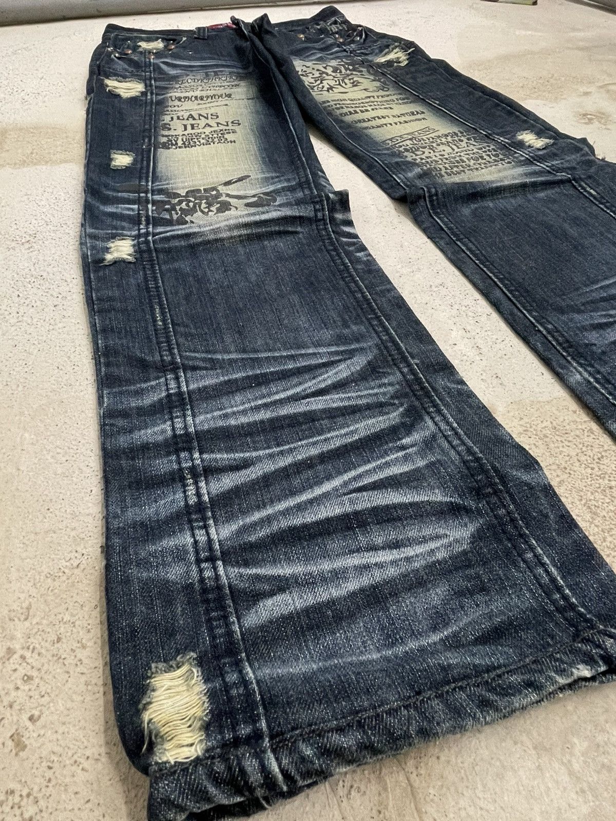 Other Savage Denim Mud Wash Distressed 3D Whisker I6W9 Size US 29 - 6 Thumbnail