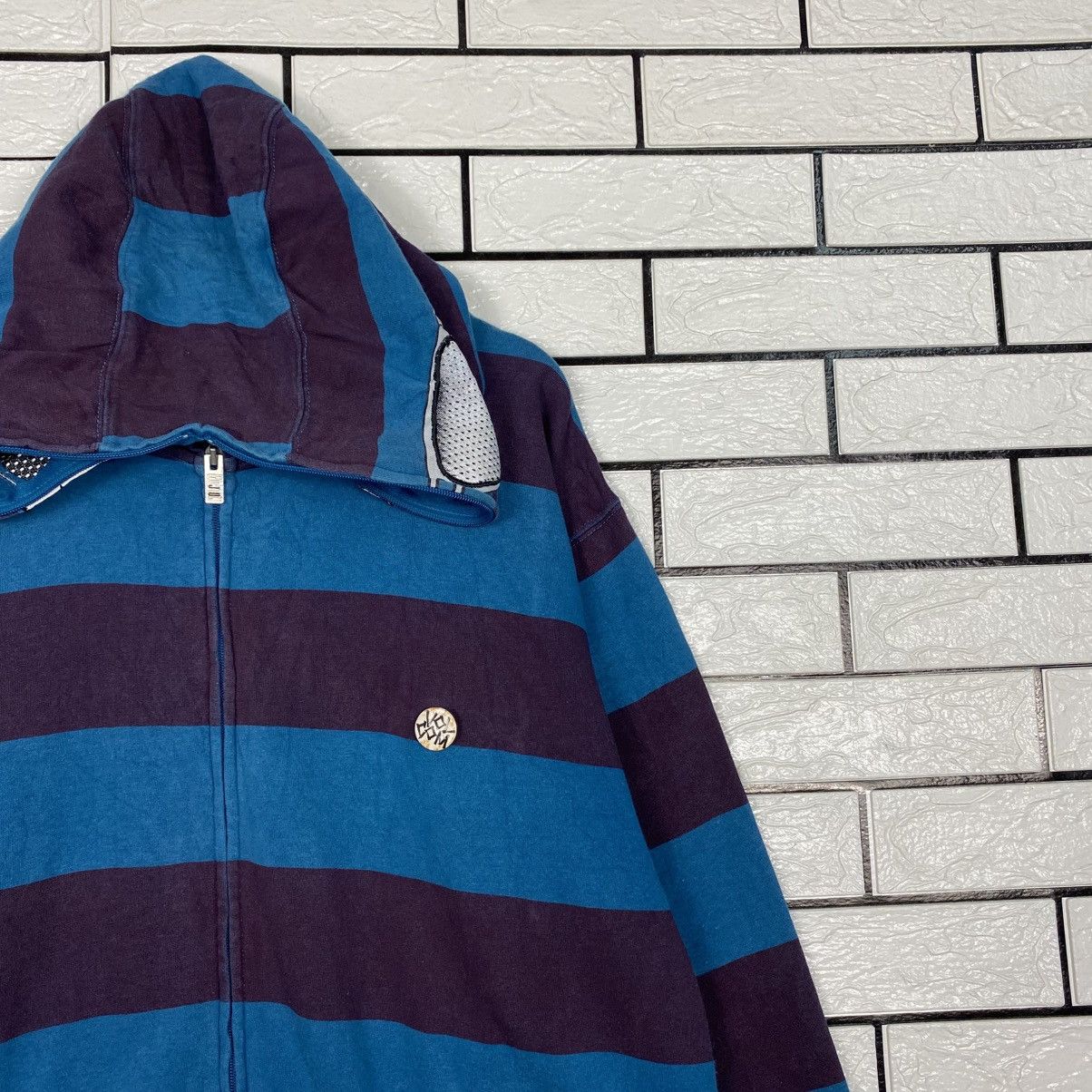 Japanese Brand Striped Zipper Jacket Volcom Biker Punk Style Size US XL / EU 56 / 4 - 7 Thumbnail
