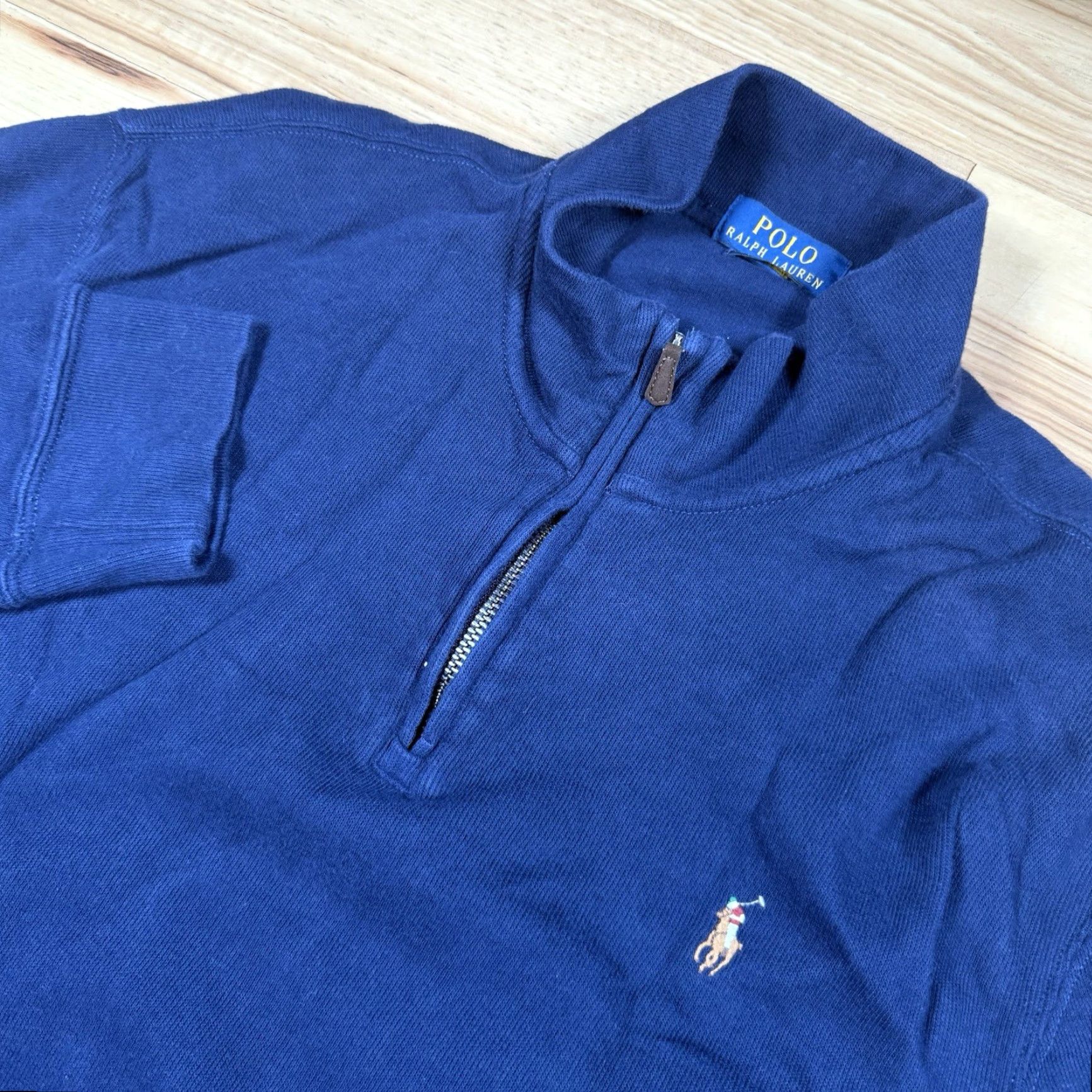 Ralph Lauren Ralph Lauren Polo Estate Rib Quarter Zip Pullover Sweater Blue L Cotton Knit Mens Size US L / EU 52-54 / 3 - 2 Thumbnail