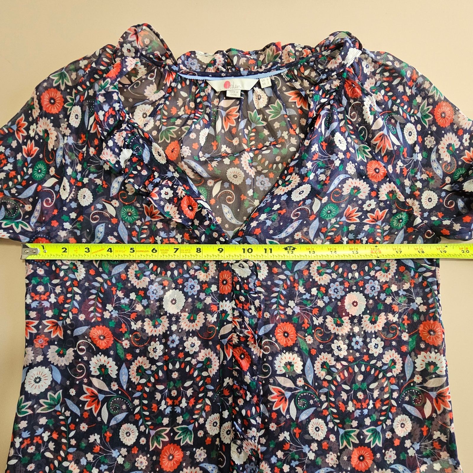 Boden Boden Women's Sheer Floral L/S Silk Chiffon Blouse UK 6 US 2 Size XS / US 0-2 / IT 36-38 - 5 Thumbnail